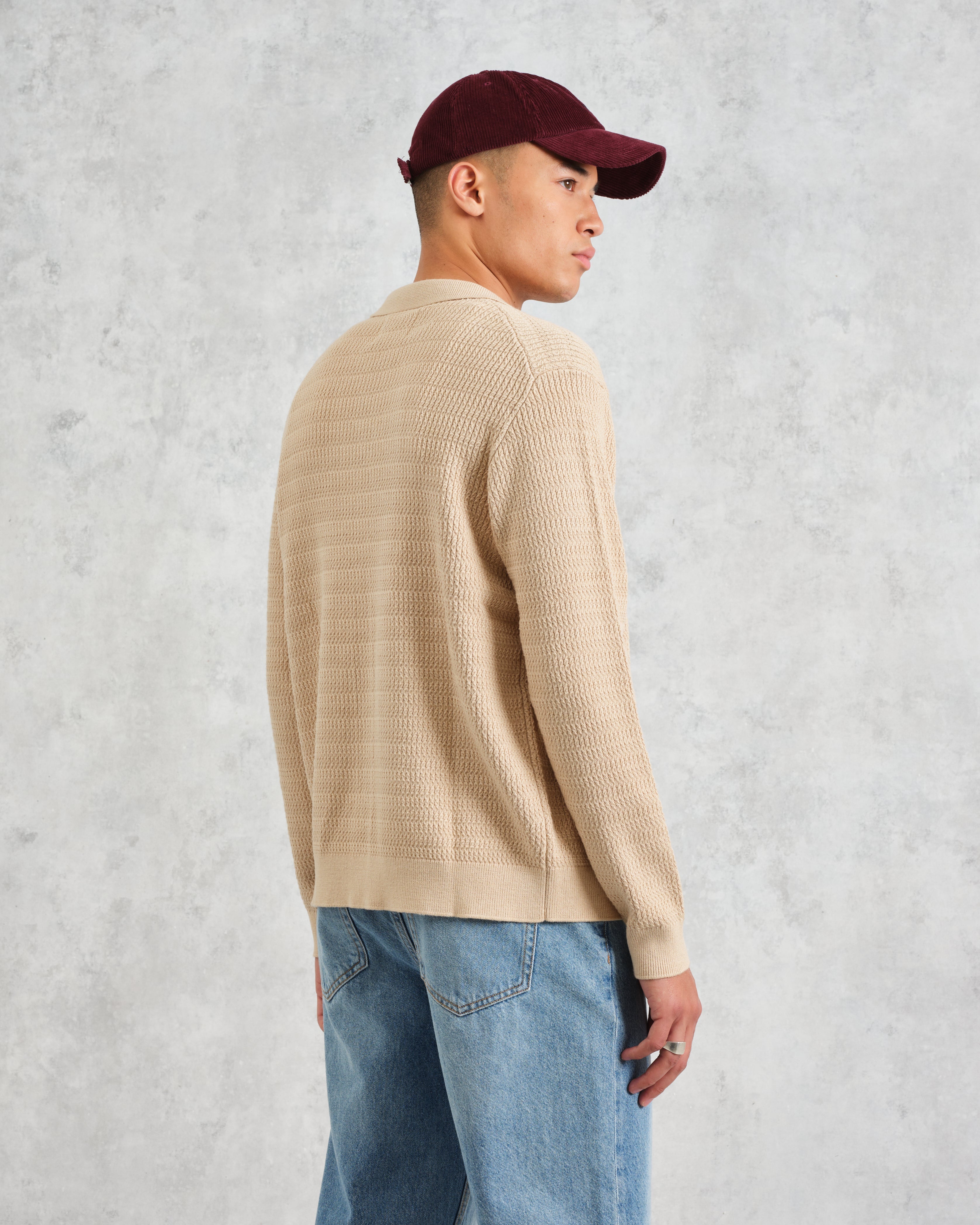 Tristan - Sand Cable Stitch Knitted Shirt