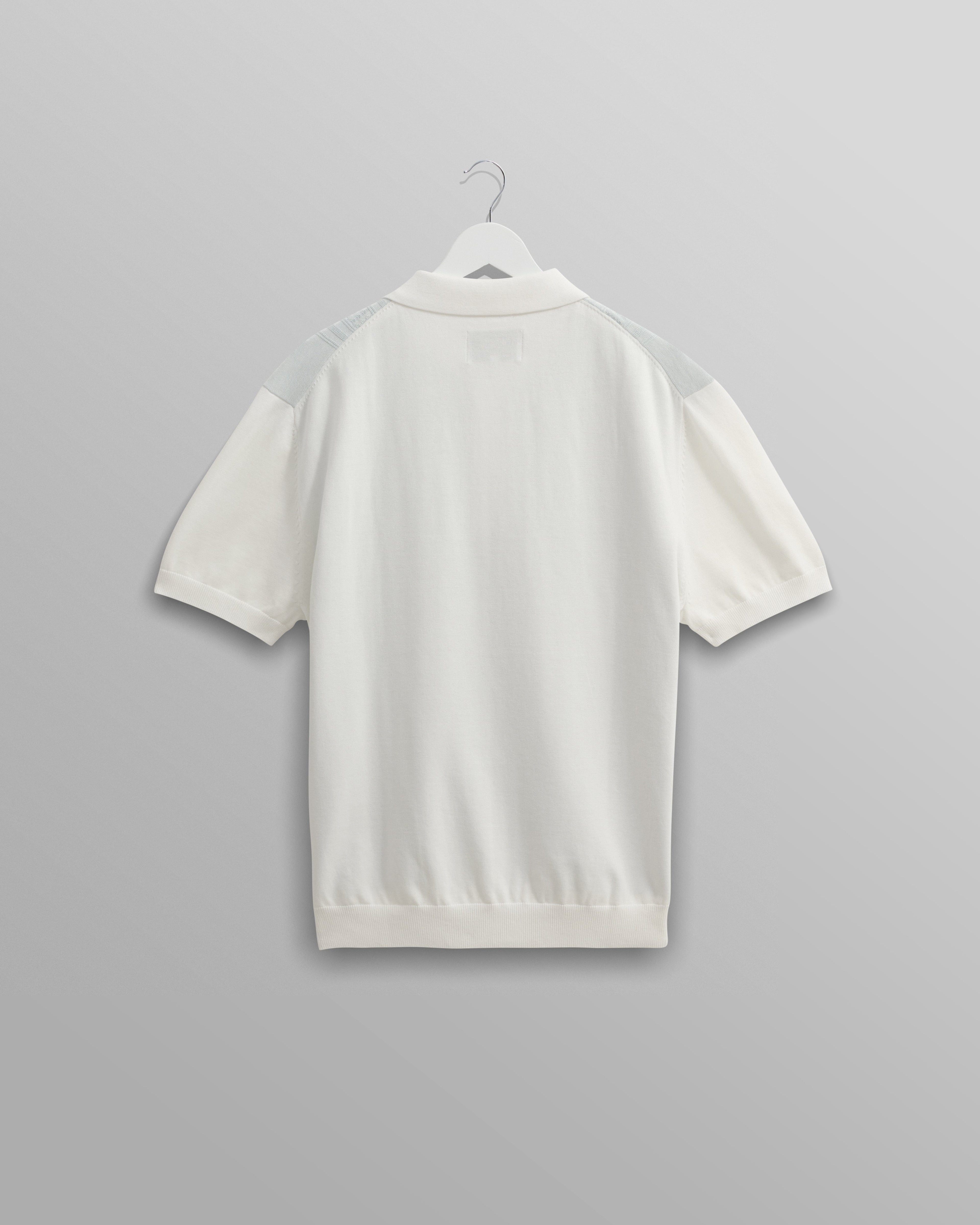 Turin - Blue And Ecru Retro Stripe Knitted Cotton Polo