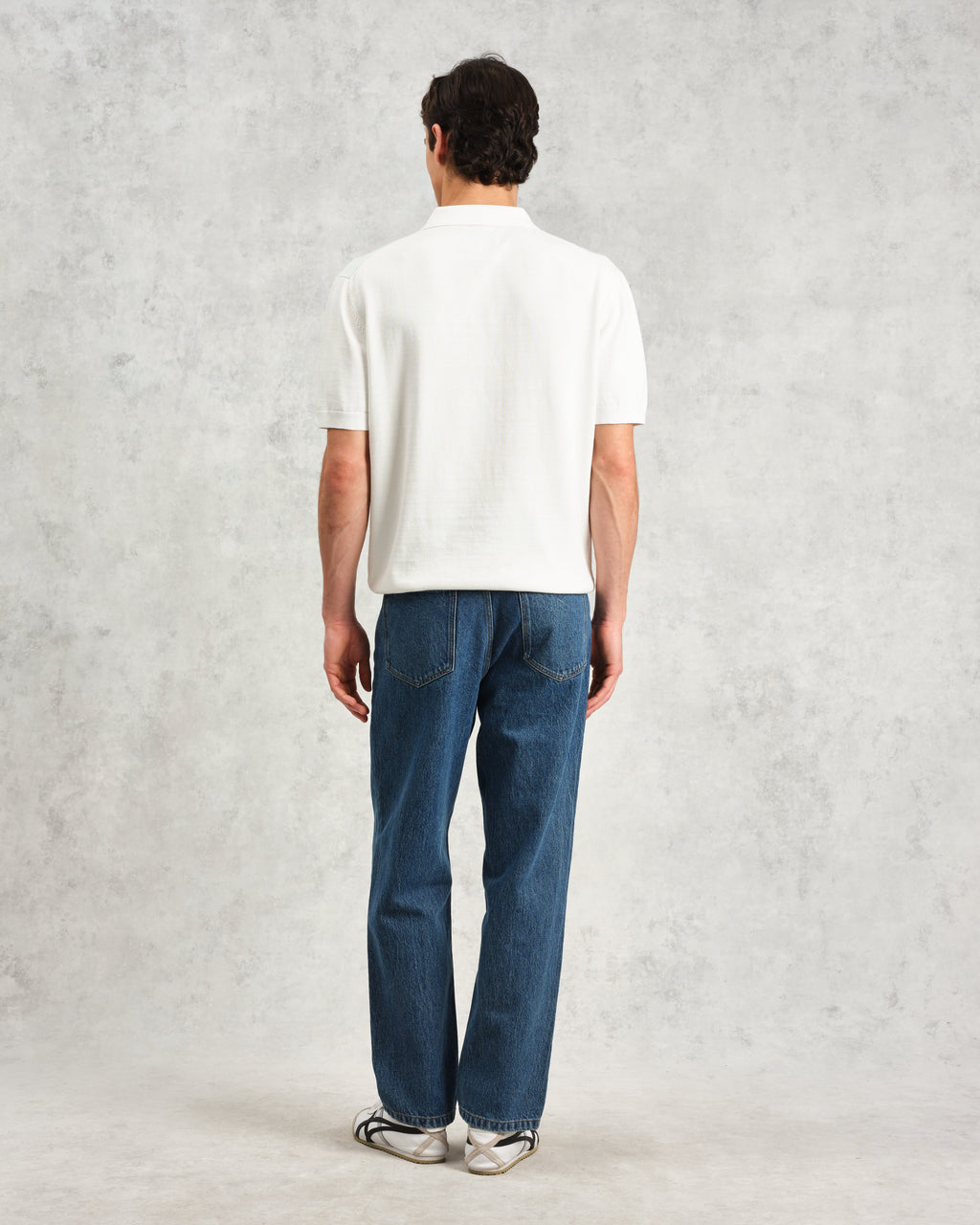 Turin - Blue And Ecru Retro Stripe Knitted Cotton Polo