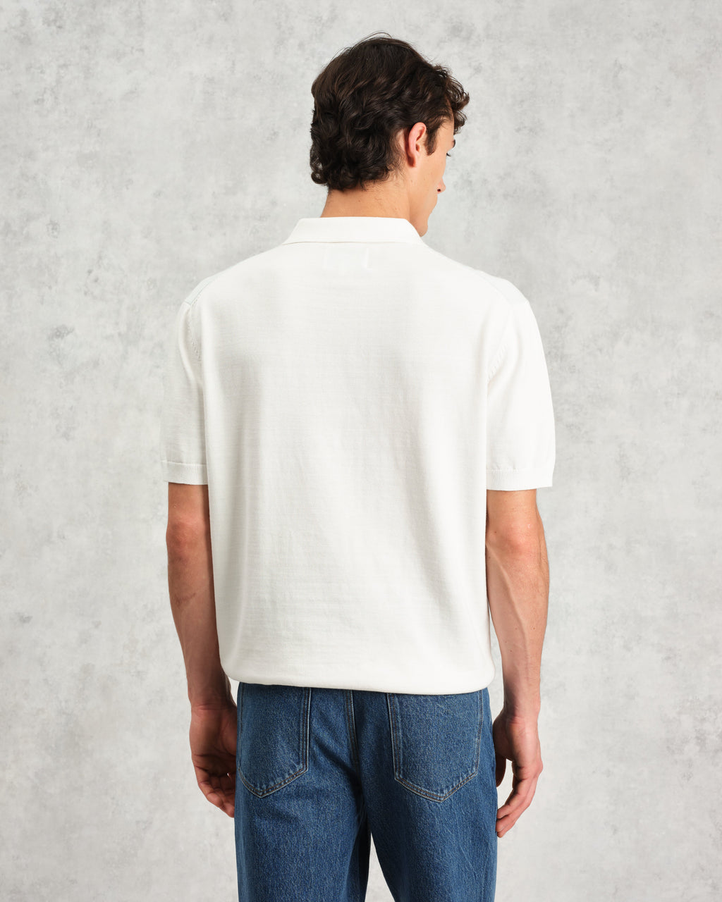 Turin - Blue And Ecru Retro Stripe Knitted Cotton Polo