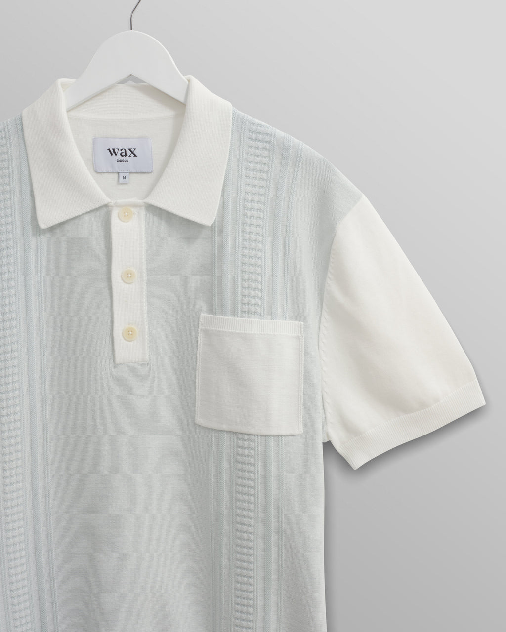 Turin - Blue And Ecru Retro Stripe Knitted Cotton Polo