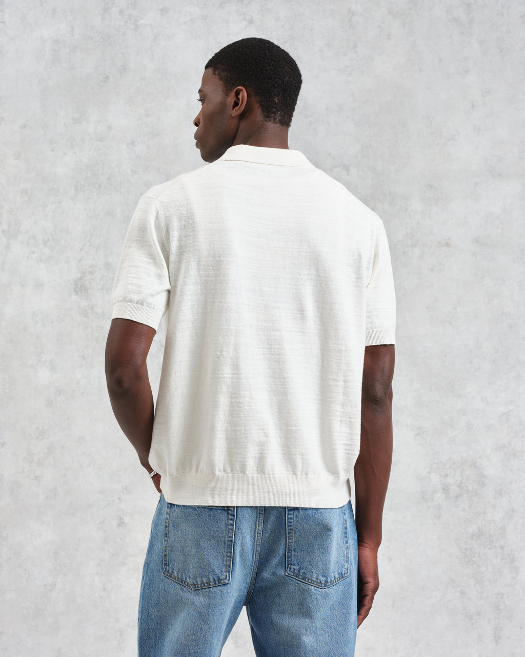 Turin - Ecru Slub Knitted Cotton-Linen Polo