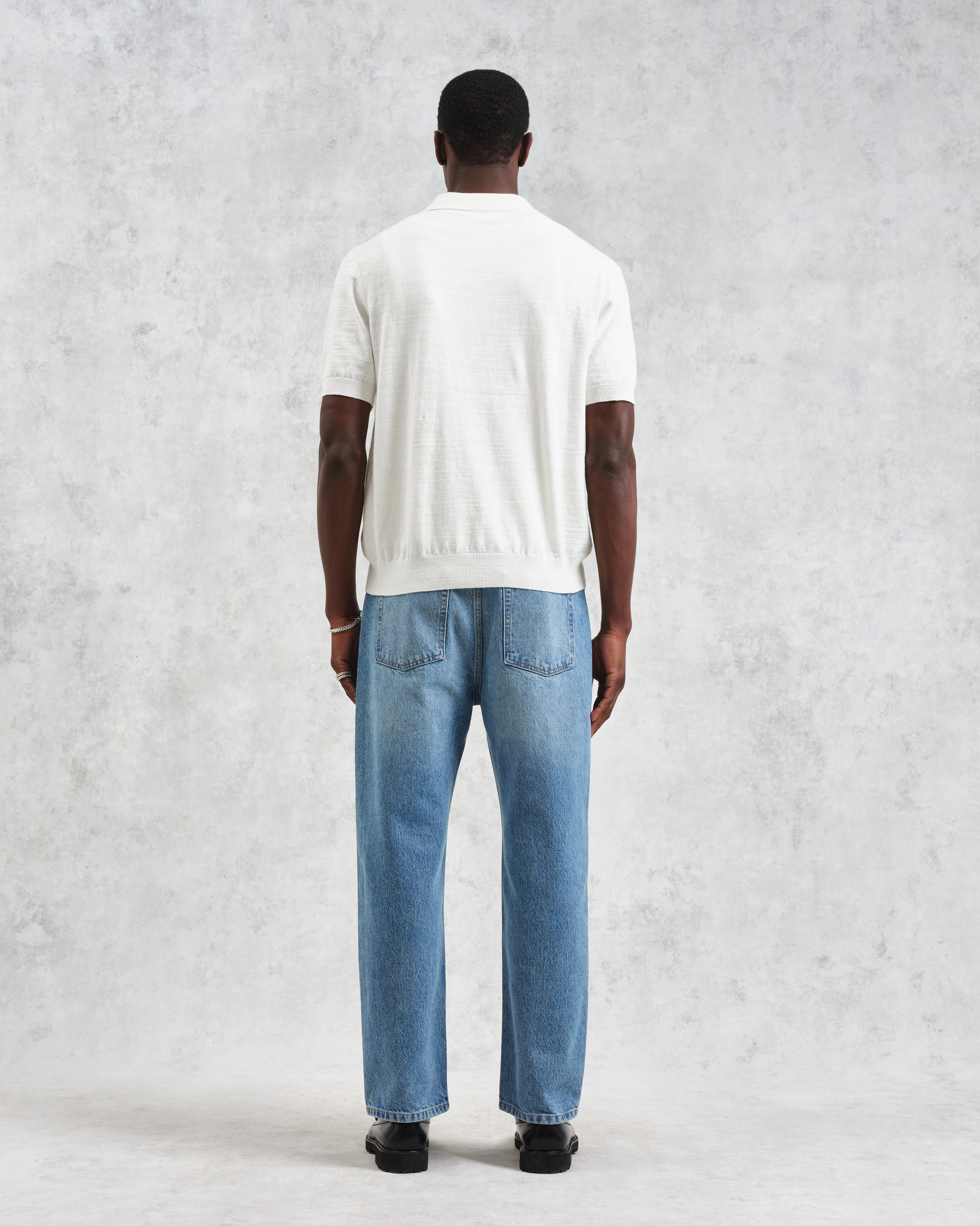 Turin - Ecru Slub Knitted Cotton-Linen Polo