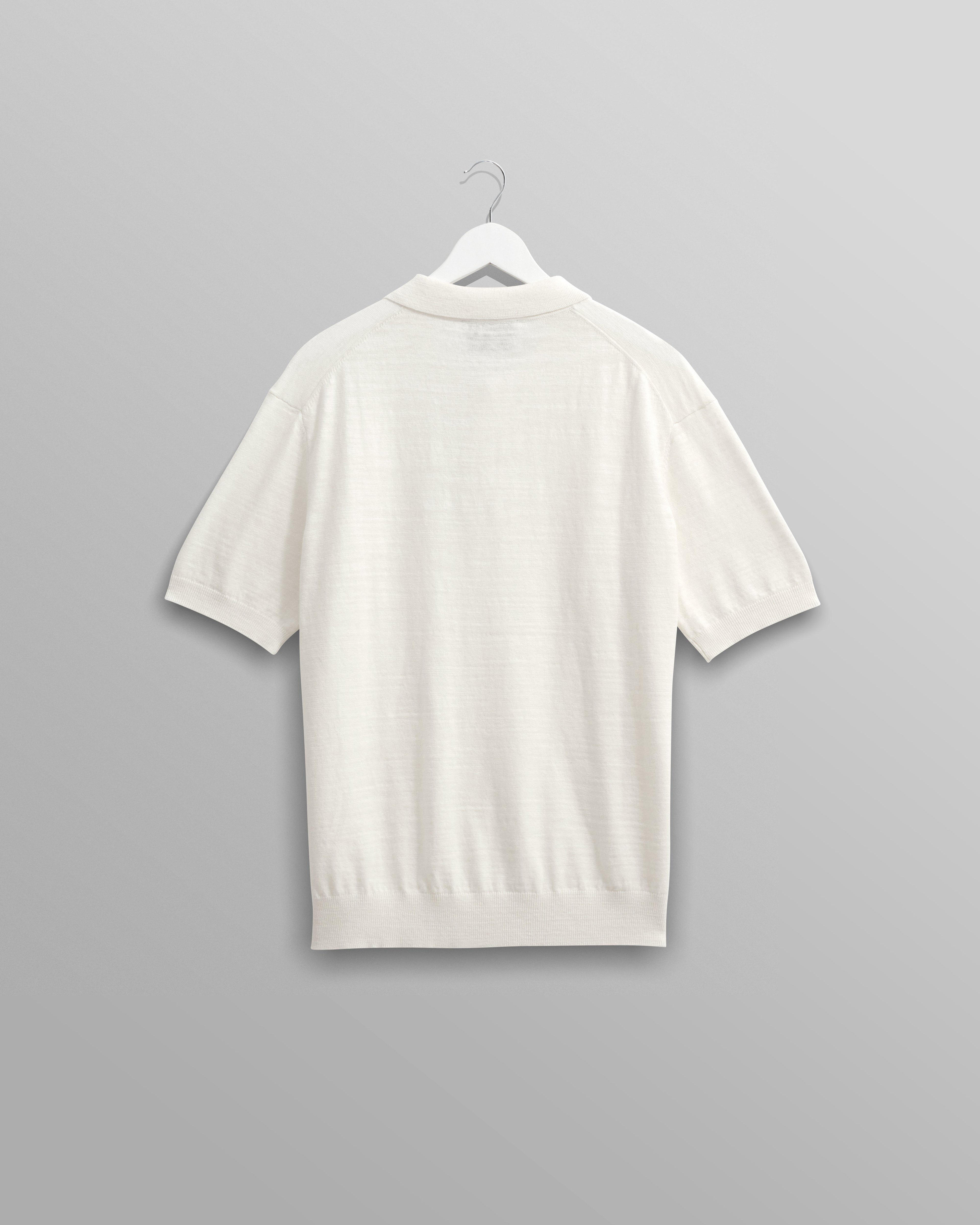 Turin - Ecru Slub Knitted Cotton-Linen Polo