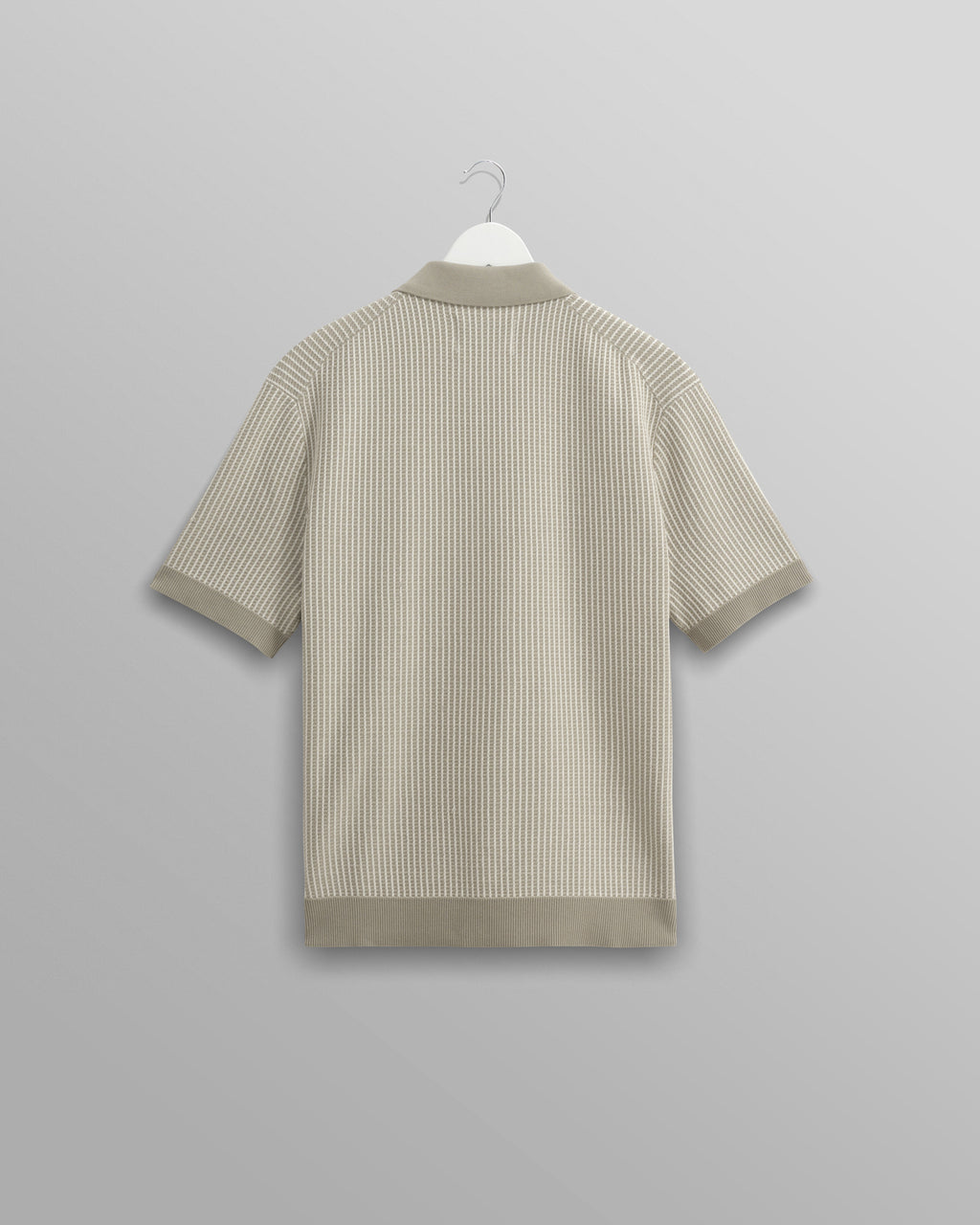 Turin - Light Khaki Ladder Stripe Knitted Cotton Polo