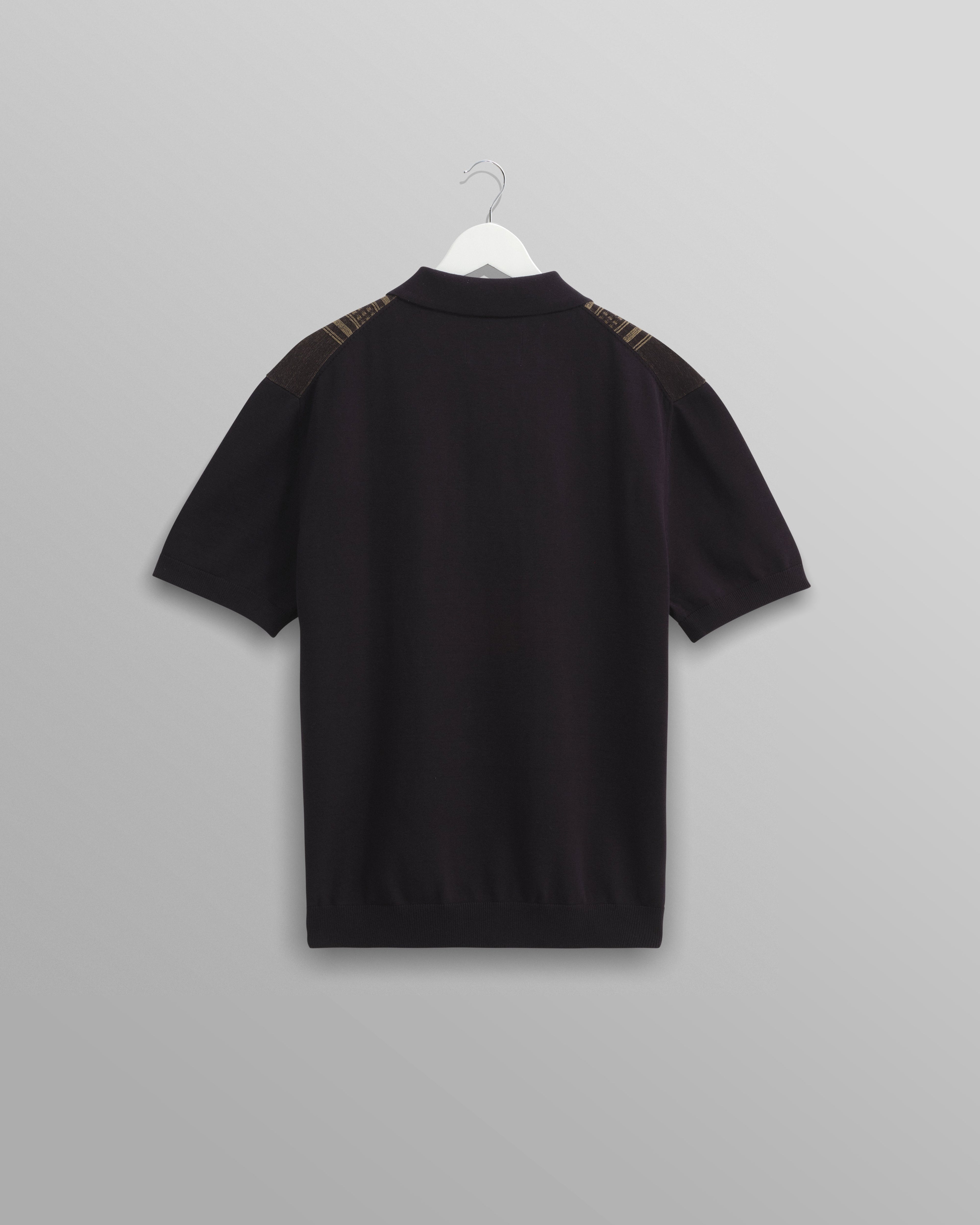 Turin - Navy And Khaki Retro Stripe Knitted Cotton Polo