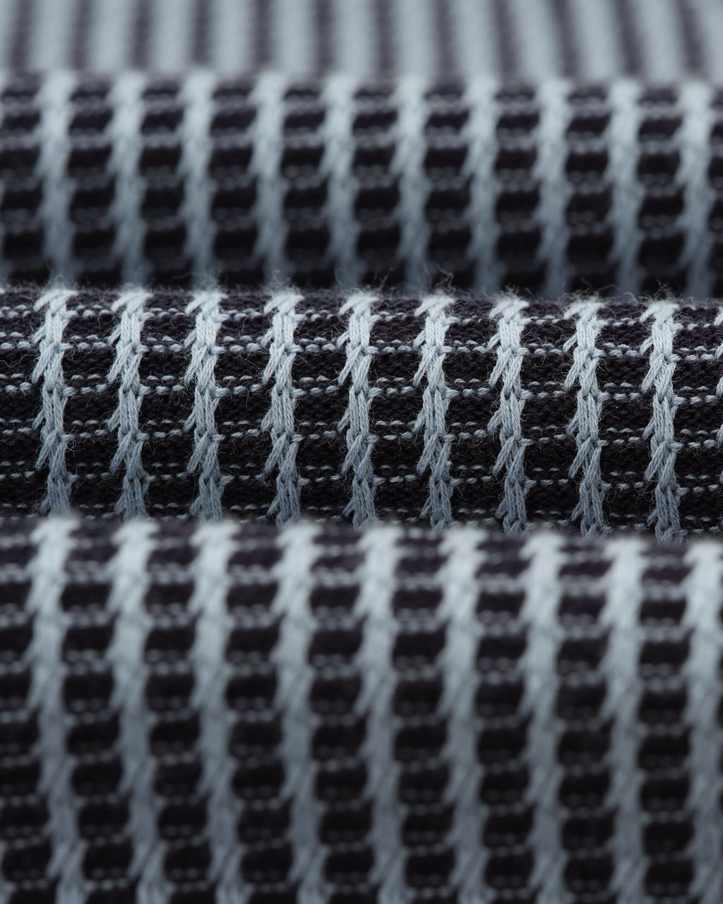 Turin - Navy Ladder Stripe Knitted Cotton Polo