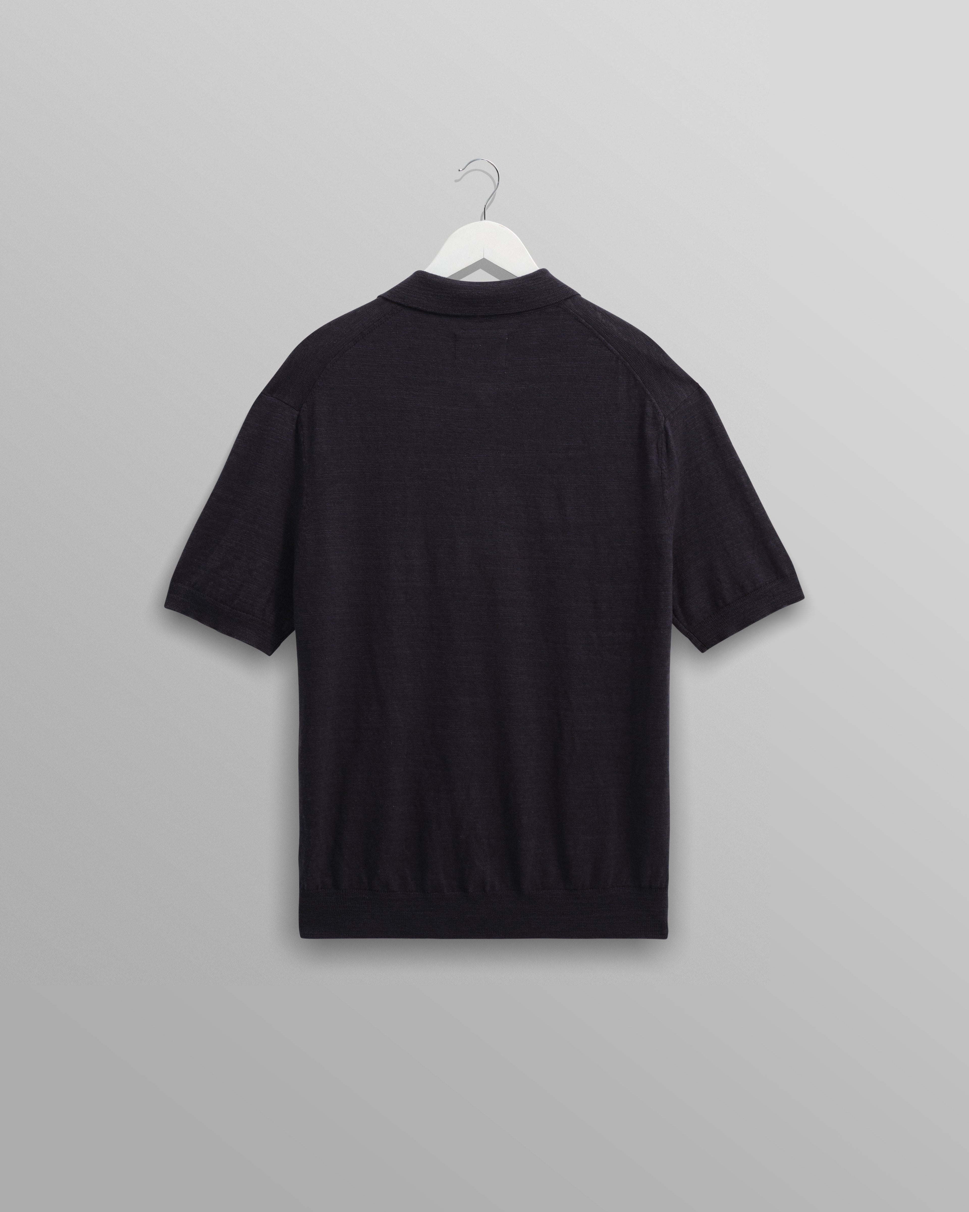Turin - Navy Slub Knitted Cotton-Linen Polo