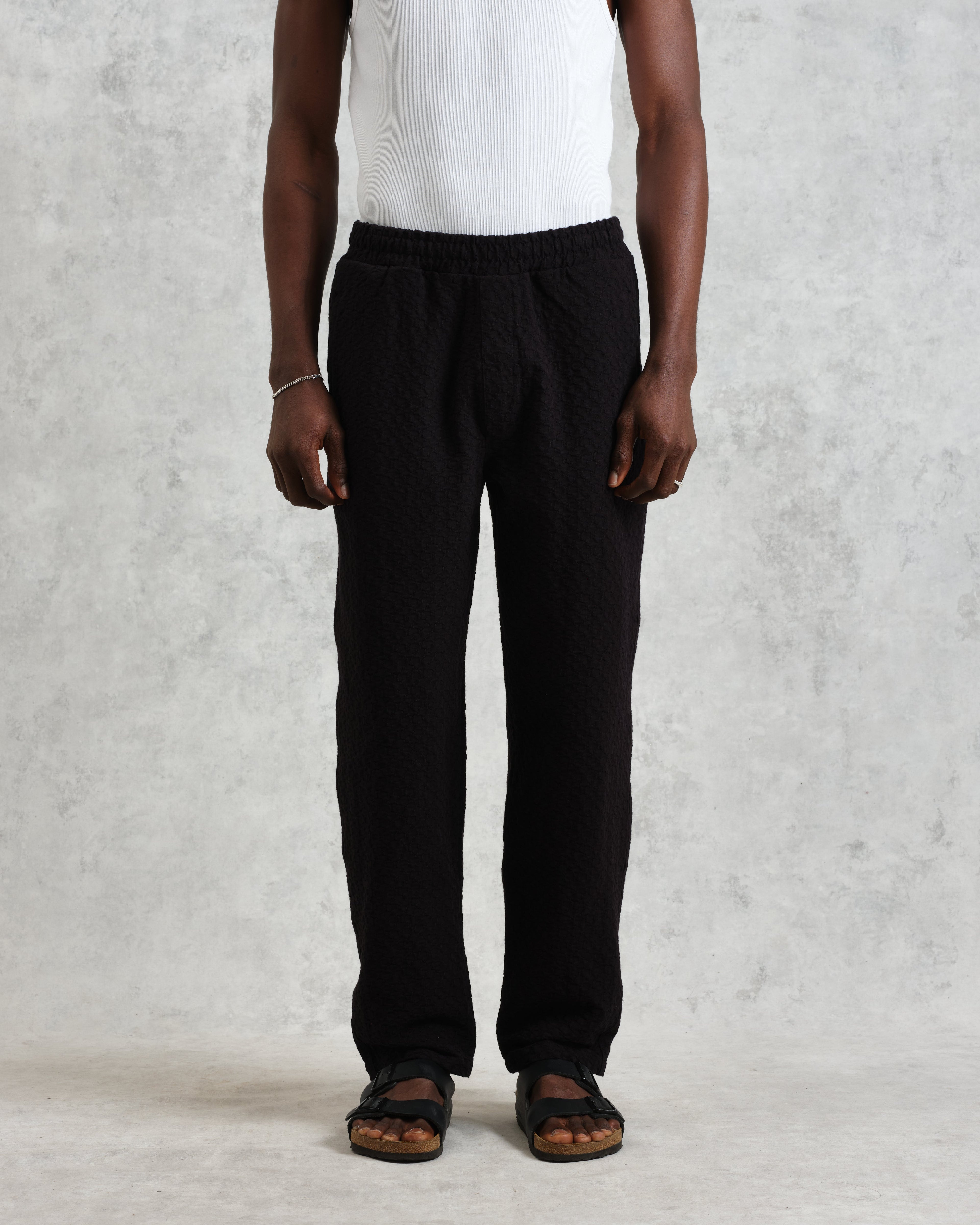 Tyne - Black Floral Diamond Cotton Trousers