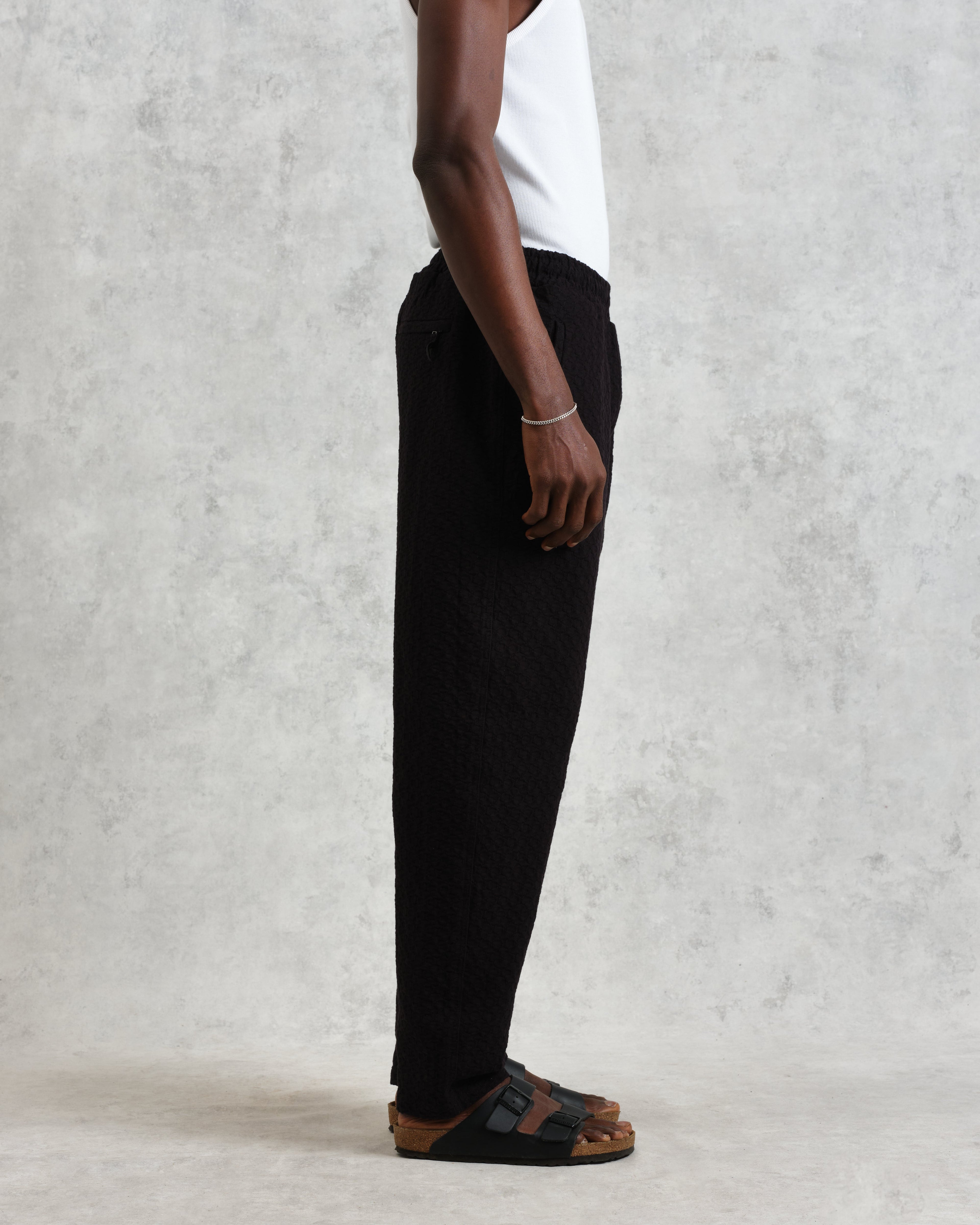 Tyne - Black Floral Diamond Cotton Trousers