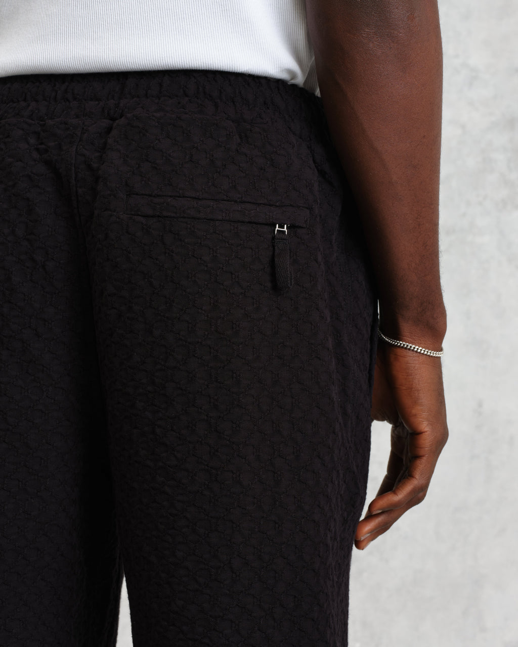 Tyne - Black Floral Diamond Cotton Trousers