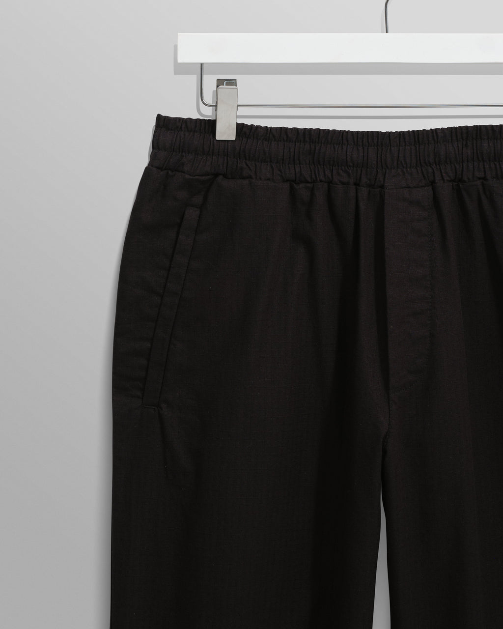 Tyne - Black Cotton-Linen Ripstop Trousers