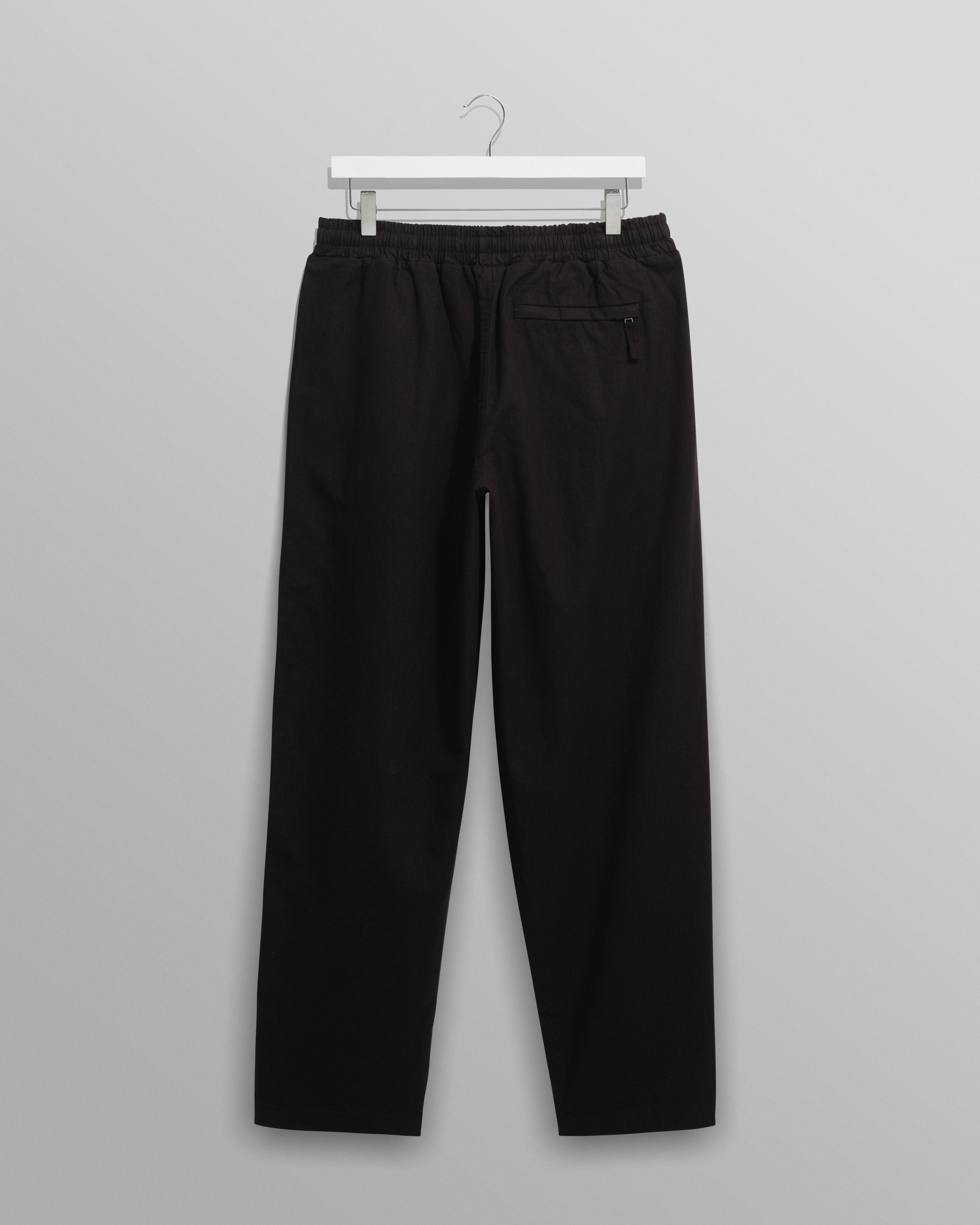 Tyne - Black Cotton-Linen Ripstop Trousers