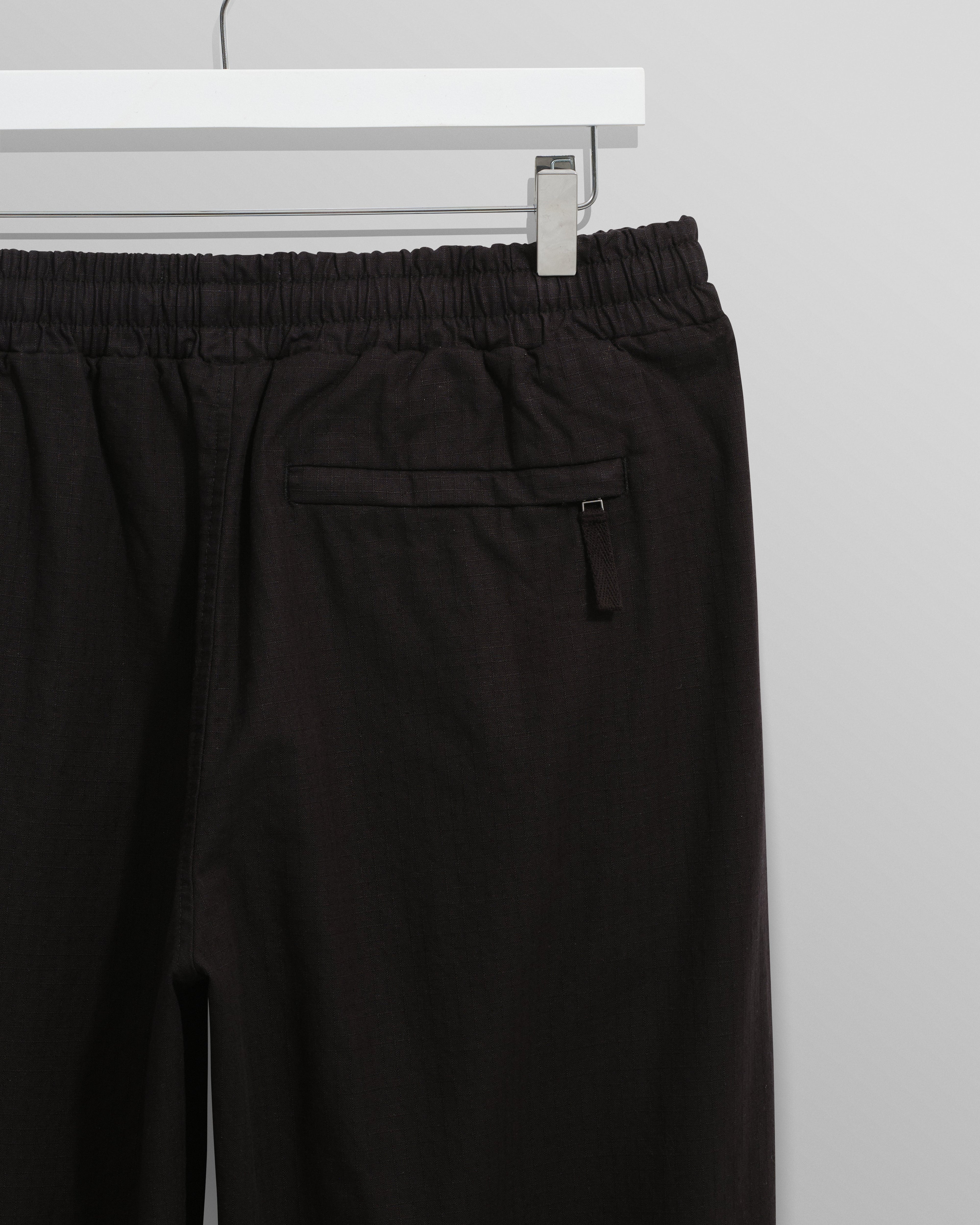 Tyne - Black Cotton-Linen Ripstop Trousers