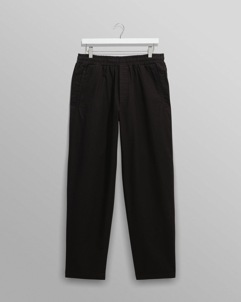 Tyne - Black Cotton-Linen Ripstop Trousers