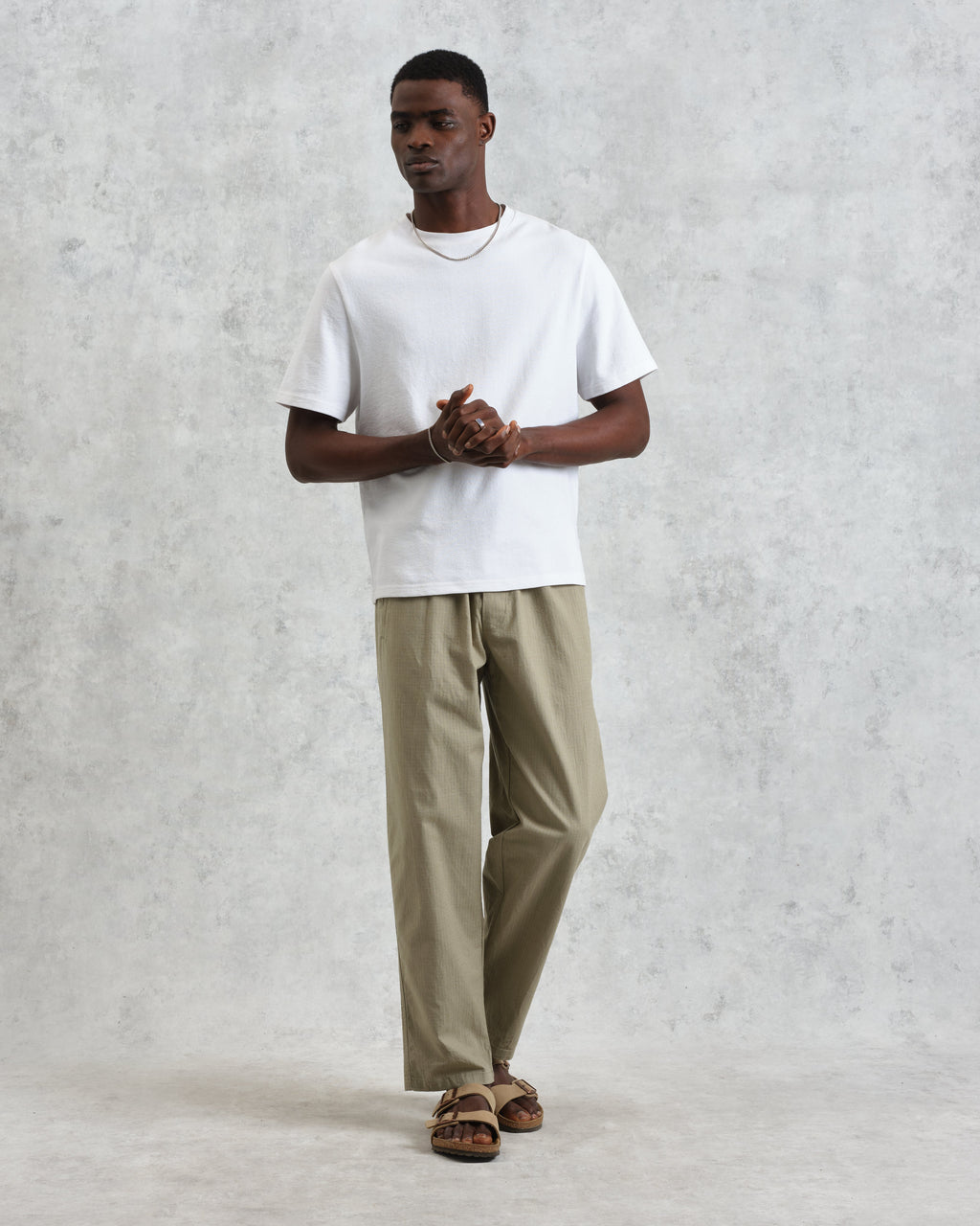 Tyne - Light Khaki Cotton-Linen Ripstop Trousers
