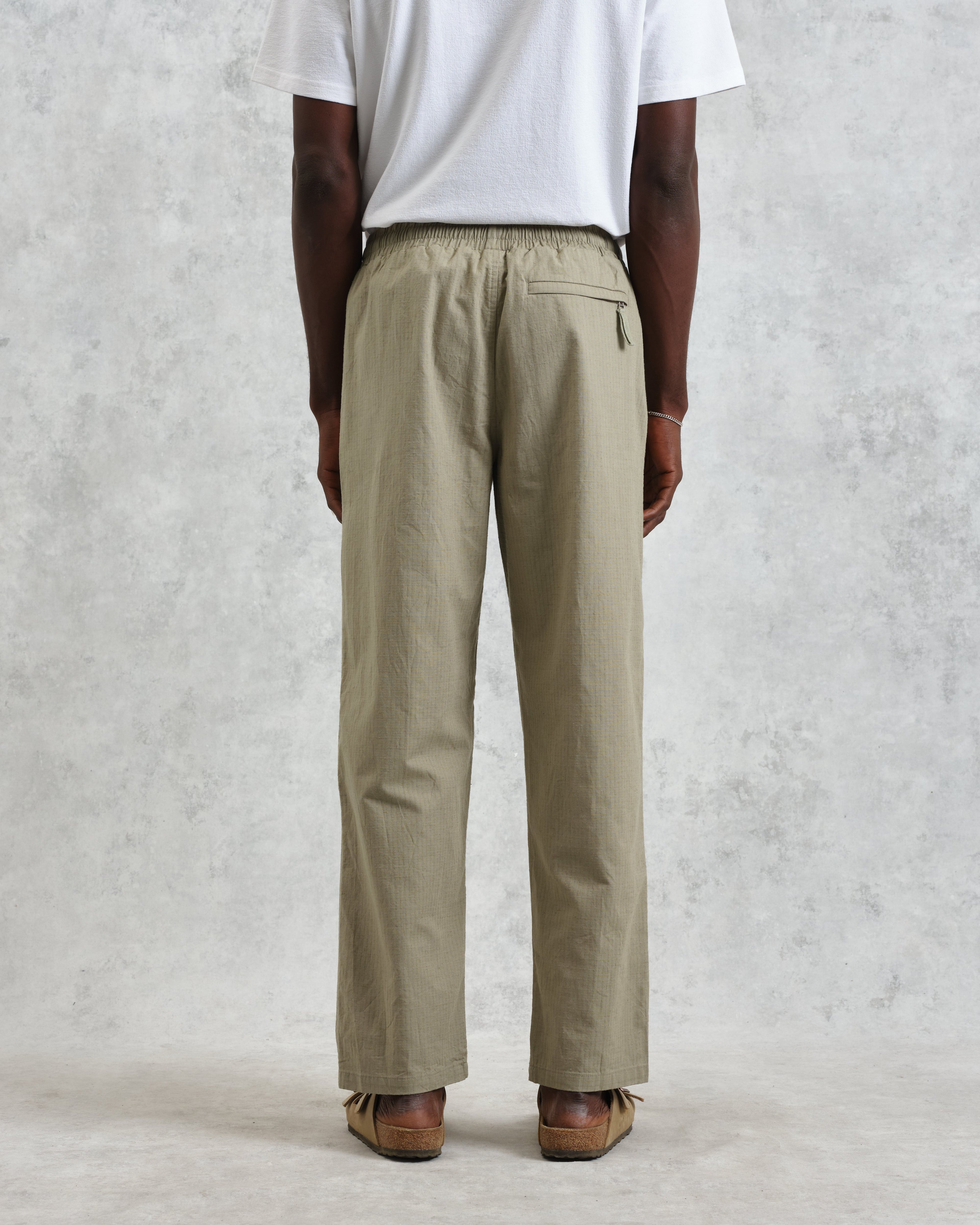 Tyne - Light Khaki Cotton-Linen Ripstop Trousers