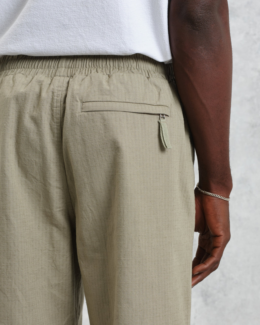 Tyne - Light Khaki Cotton-Linen Ripstop Trousers