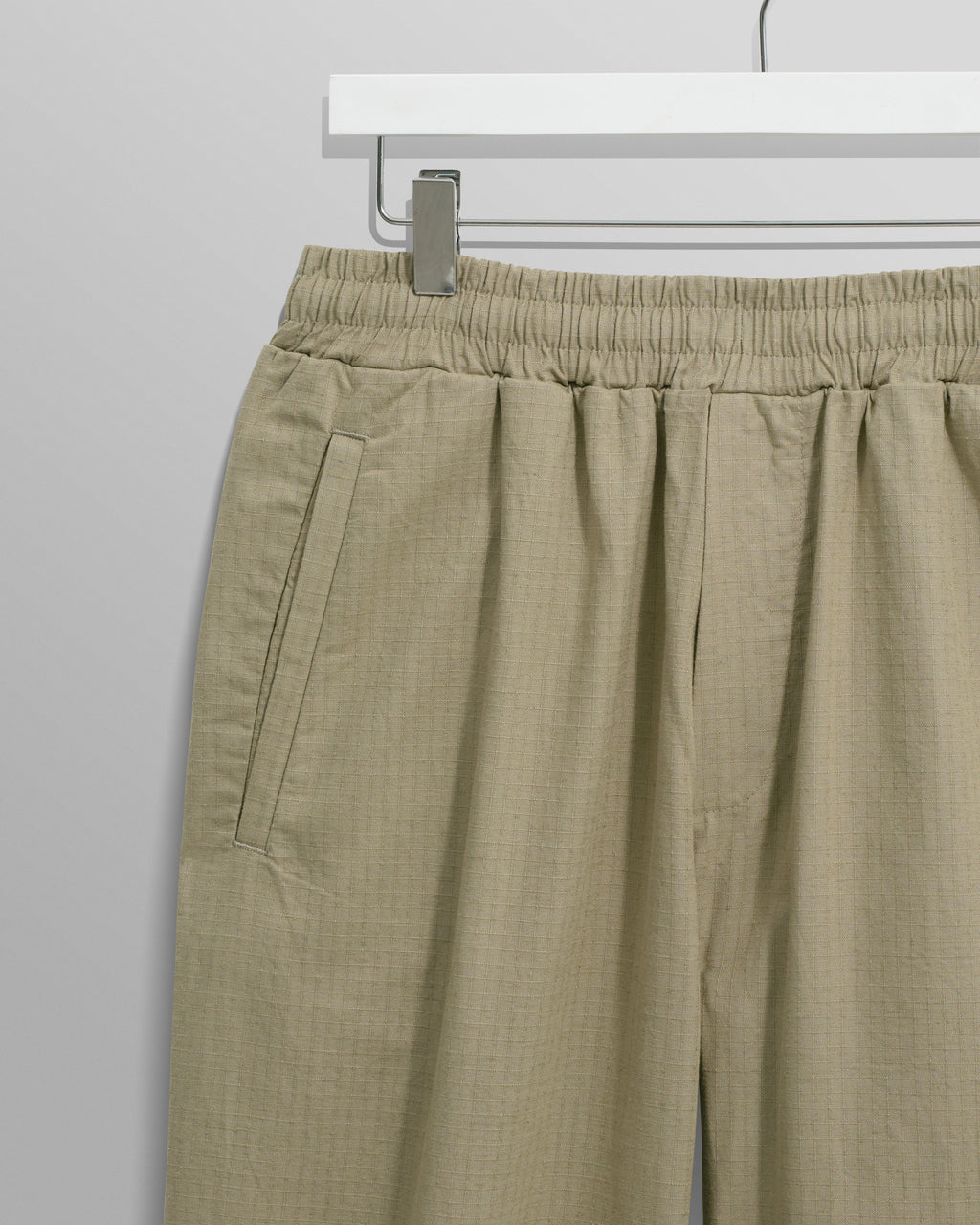 Tyne - Light Khaki Cotton-Linen Ripstop Trousers