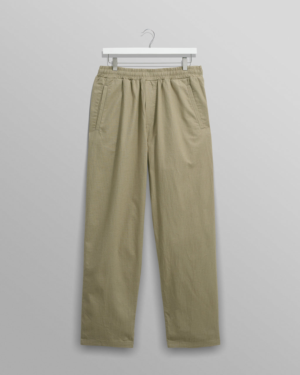 Tyne - Light Khaki Cotton-Linen Ripstop Trousers