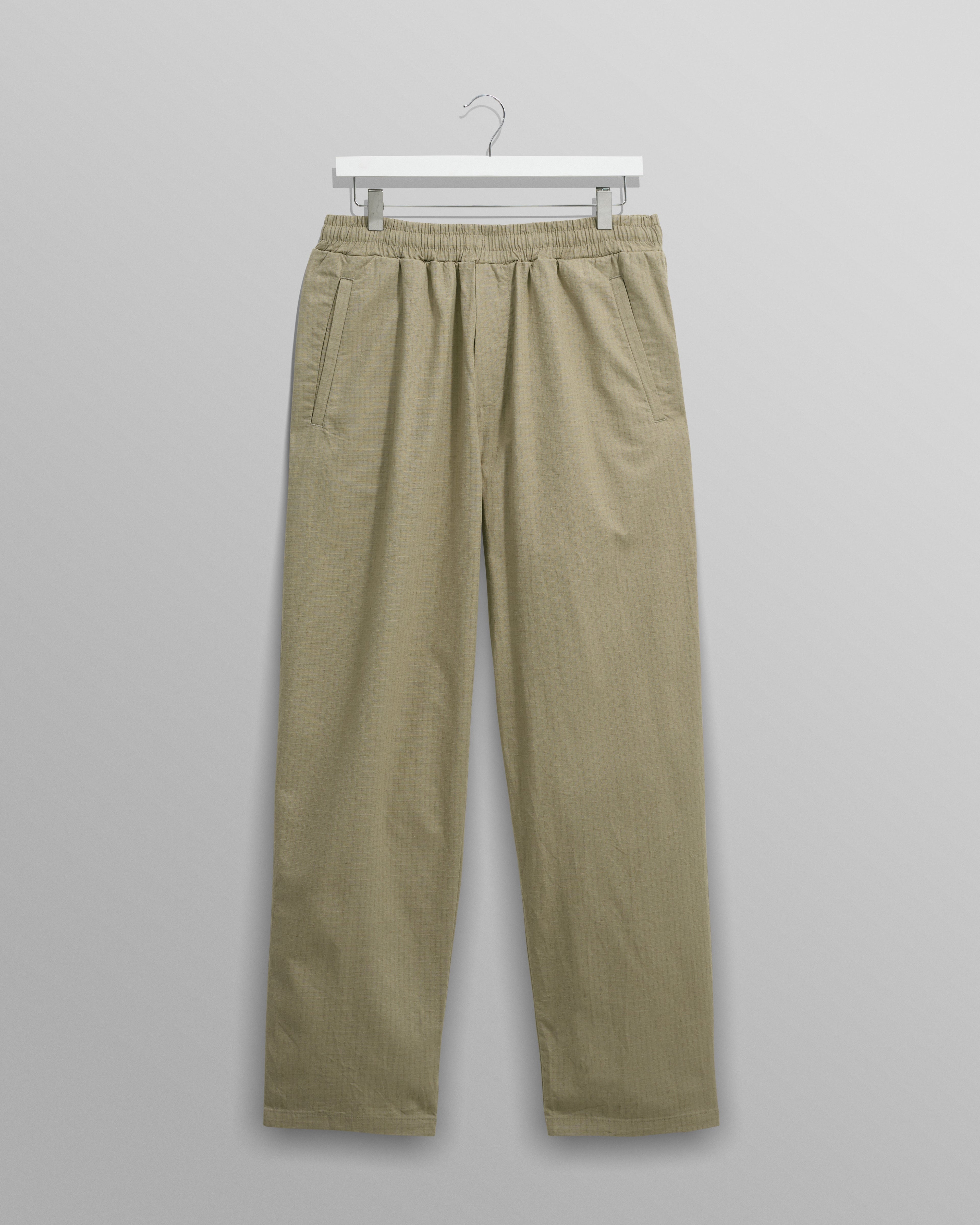 Tyne - Light Khaki Cotton-Linen Ripstop Trousers