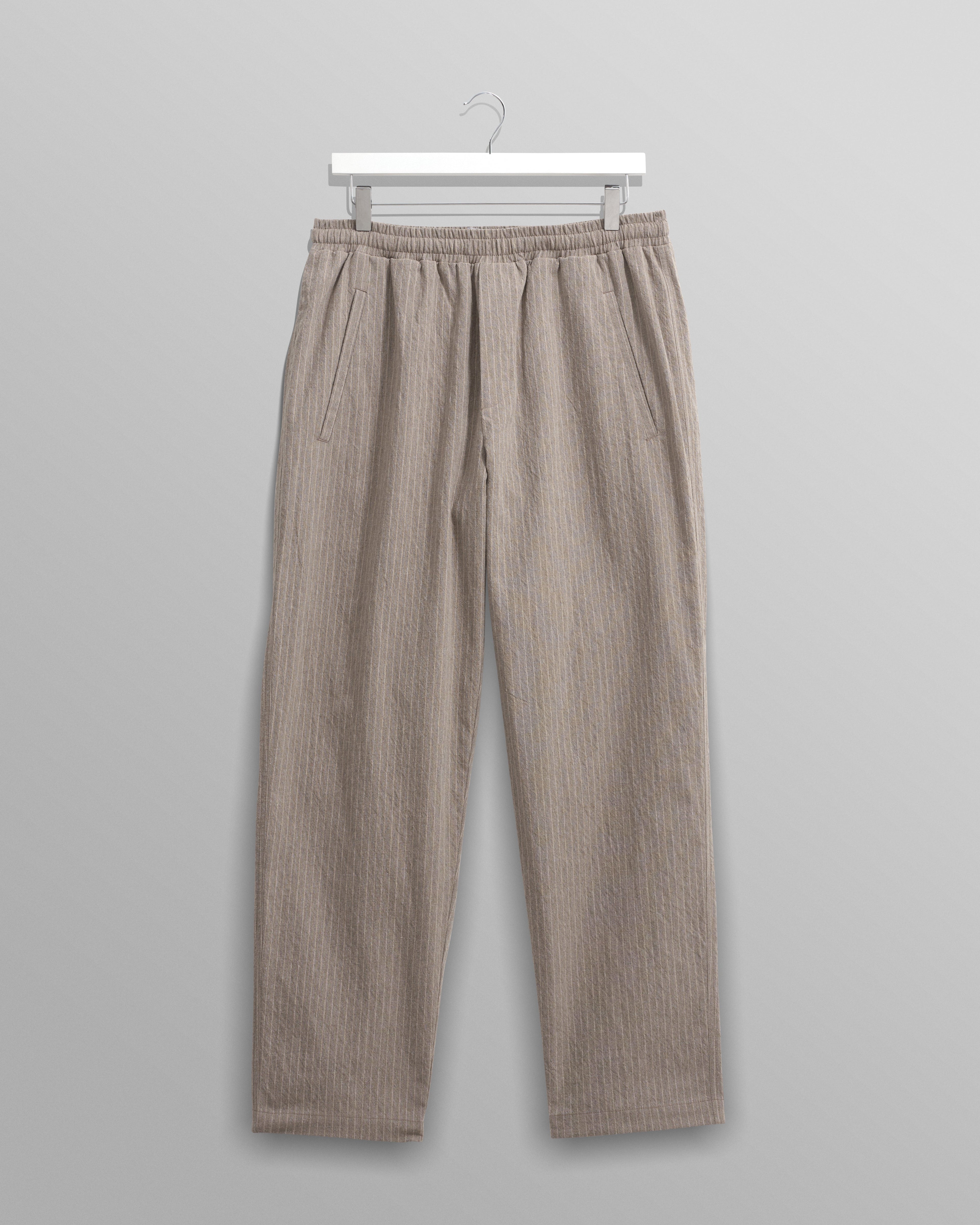 Tyne - Natural Chalk Stripe Trousers