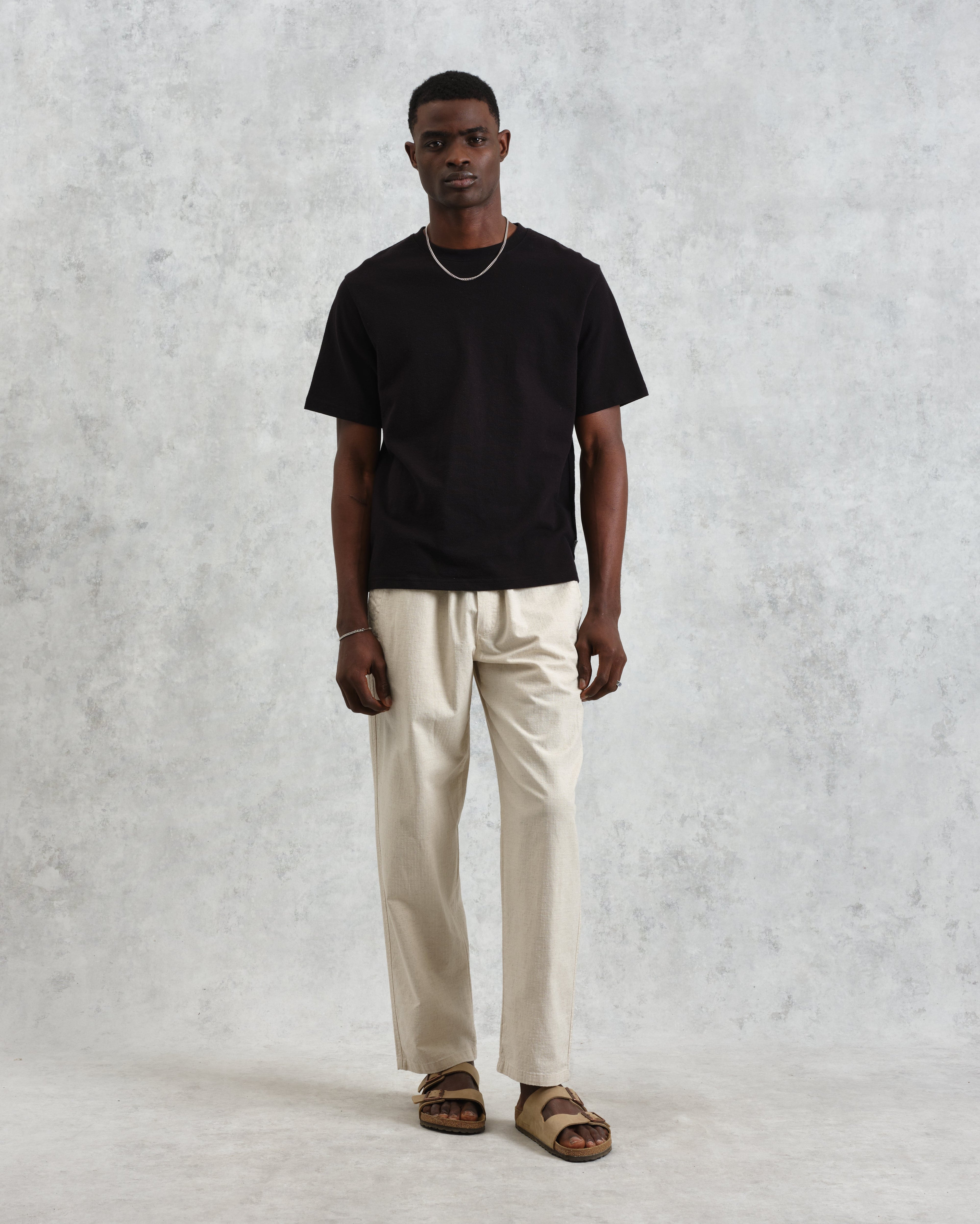Tyne - Natural Cotton-Linen Ripstop Trousers