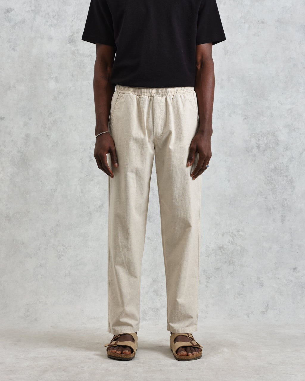 Tyne - Natural Cotton-Linen Ripstop Trousers
