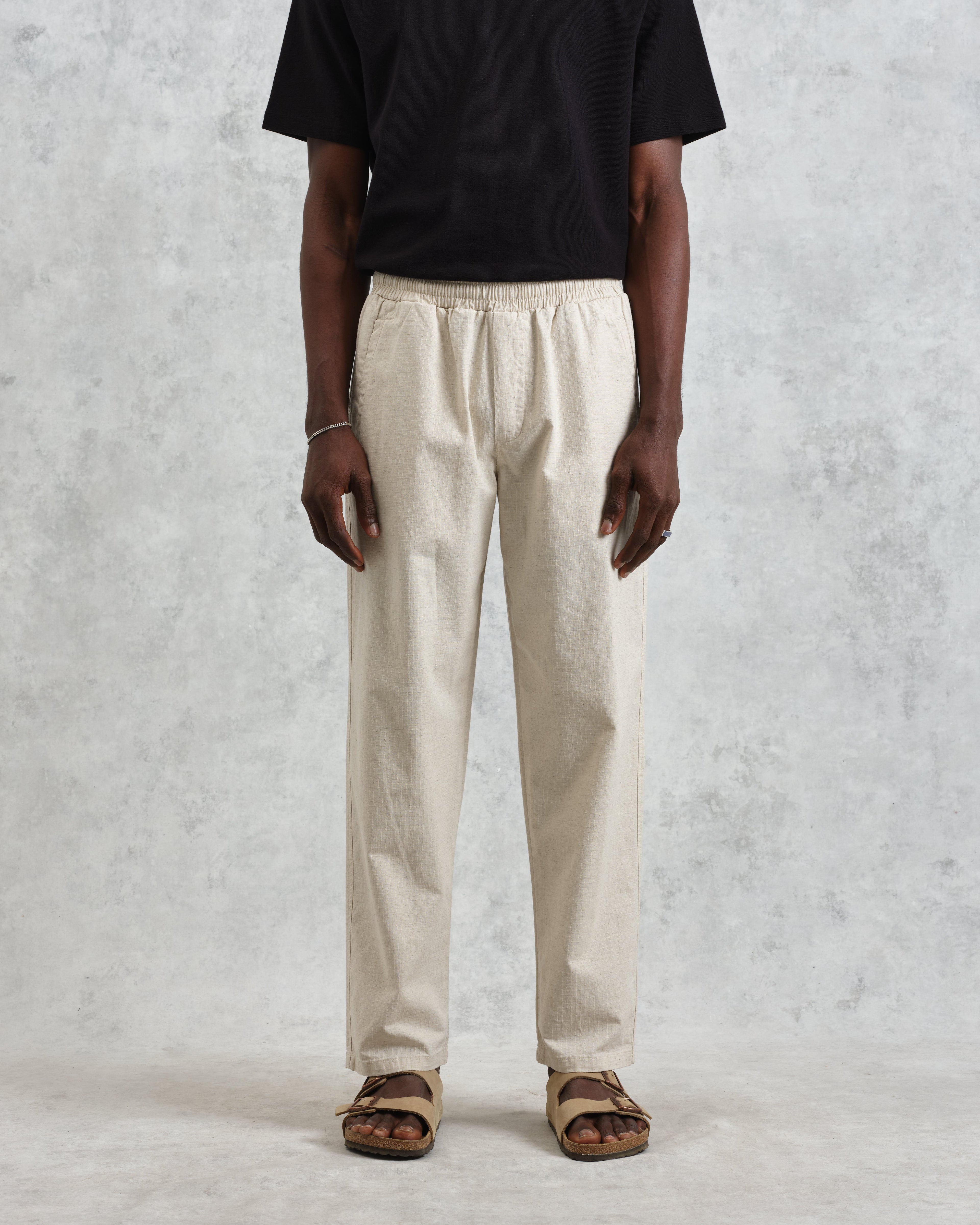 Tyne - Natural Cotton-Linen Ripstop Trousers