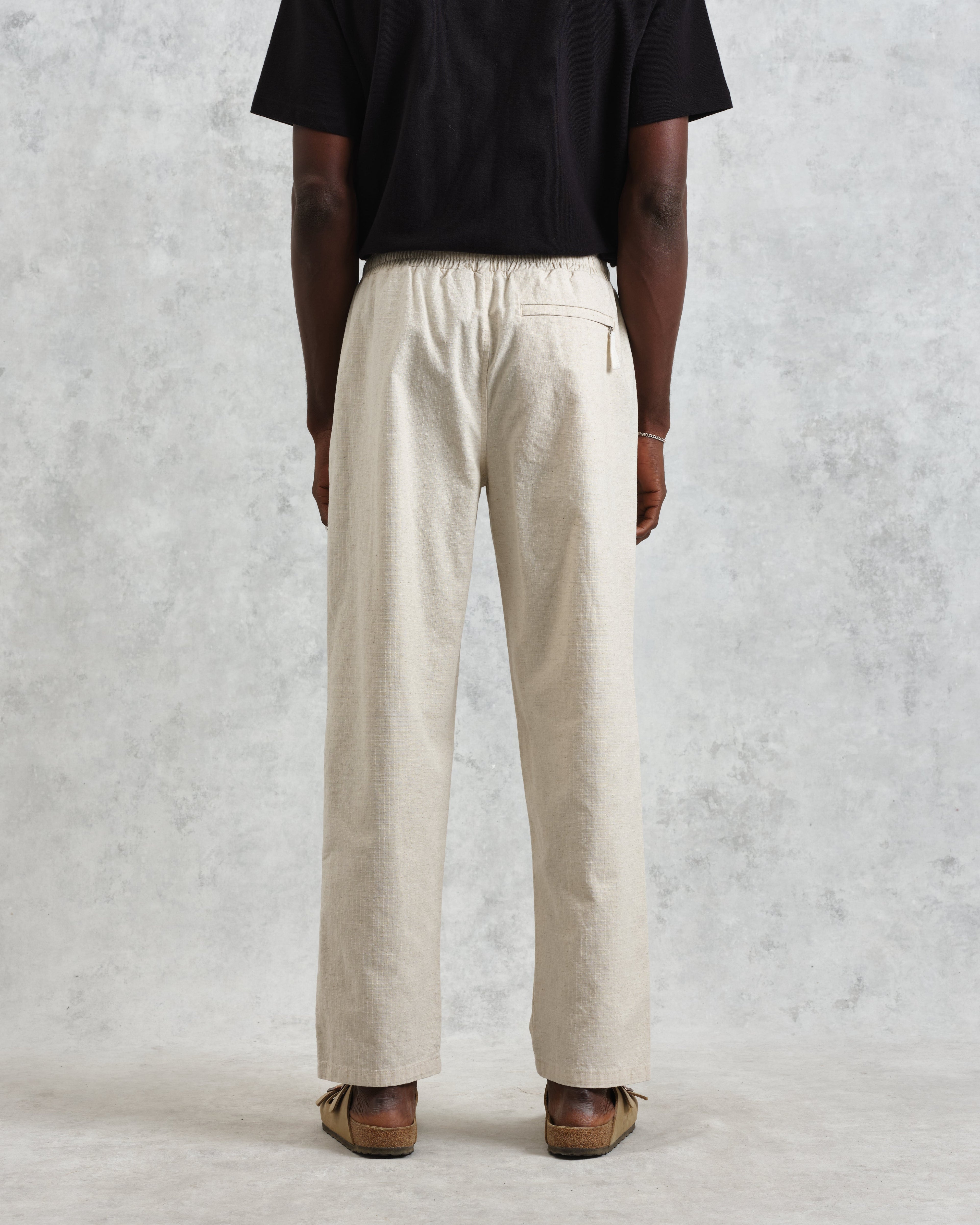 Tyne - Natural Cotton-Linen Ripstop Trousers