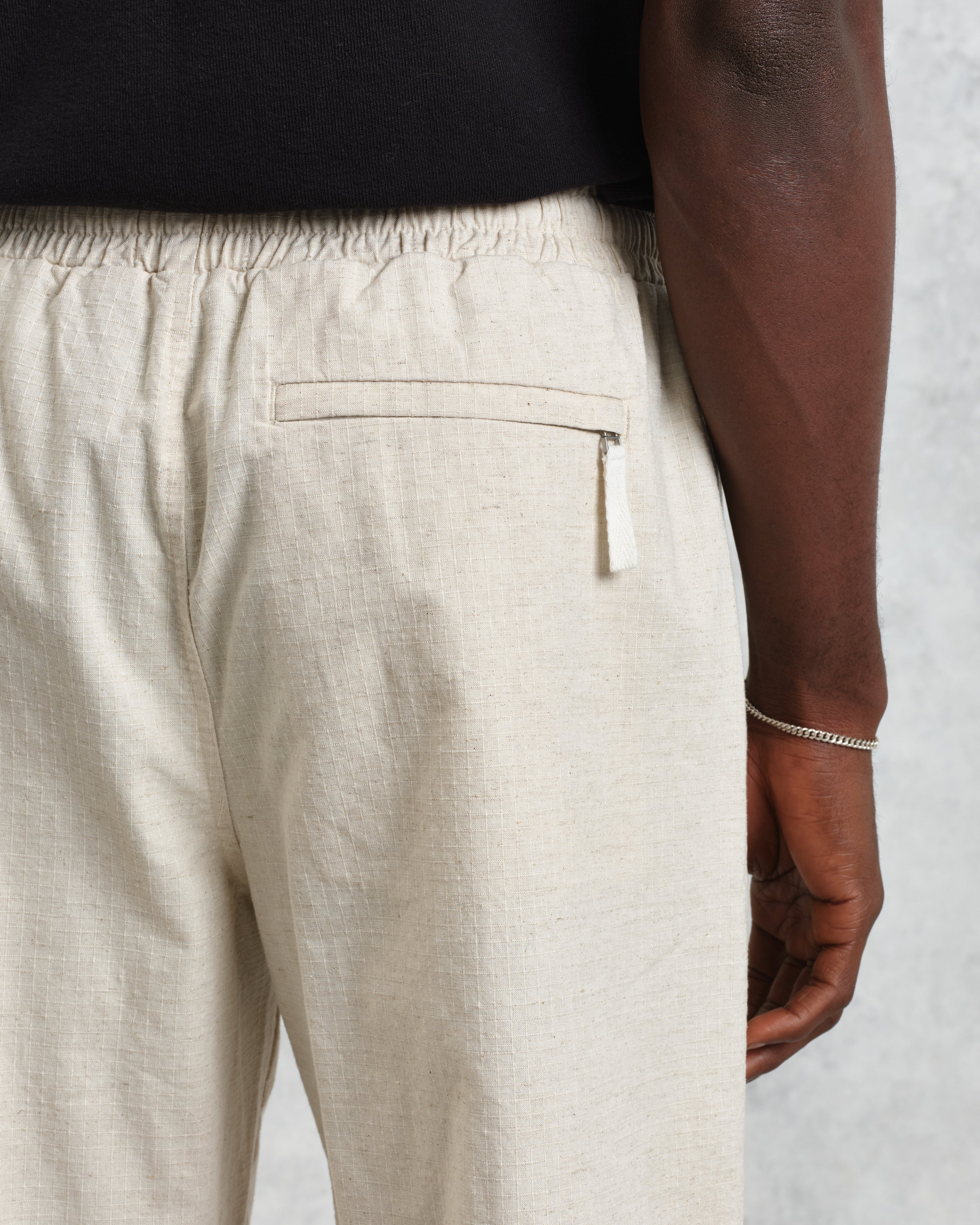 Tyne - Natural Cotton-Linen Ripstop Trousers