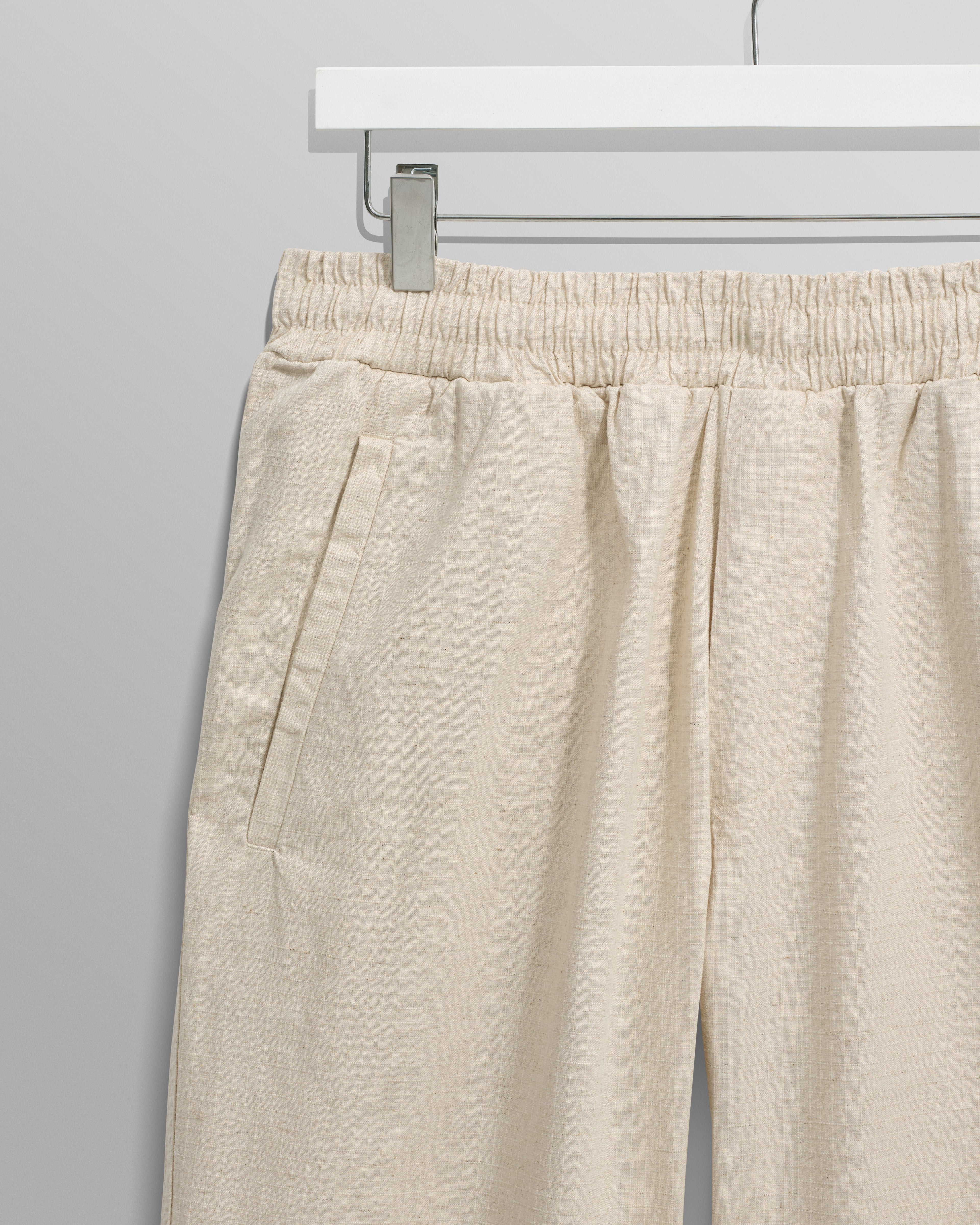 Tyne - Natural Cotton-Linen Ripstop Trousers