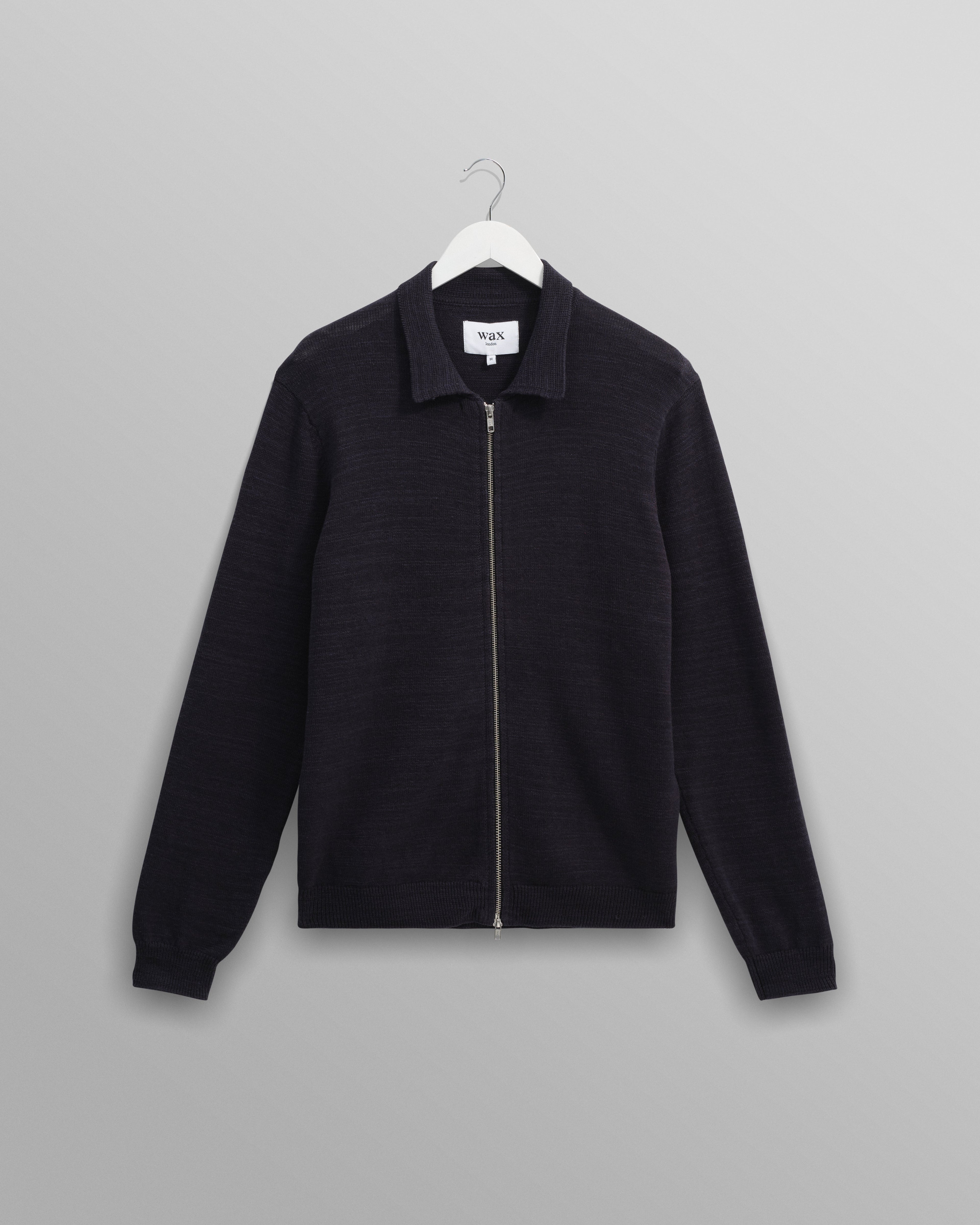 Wayfarer - Navy Slub Cotton-Linen Cardigan