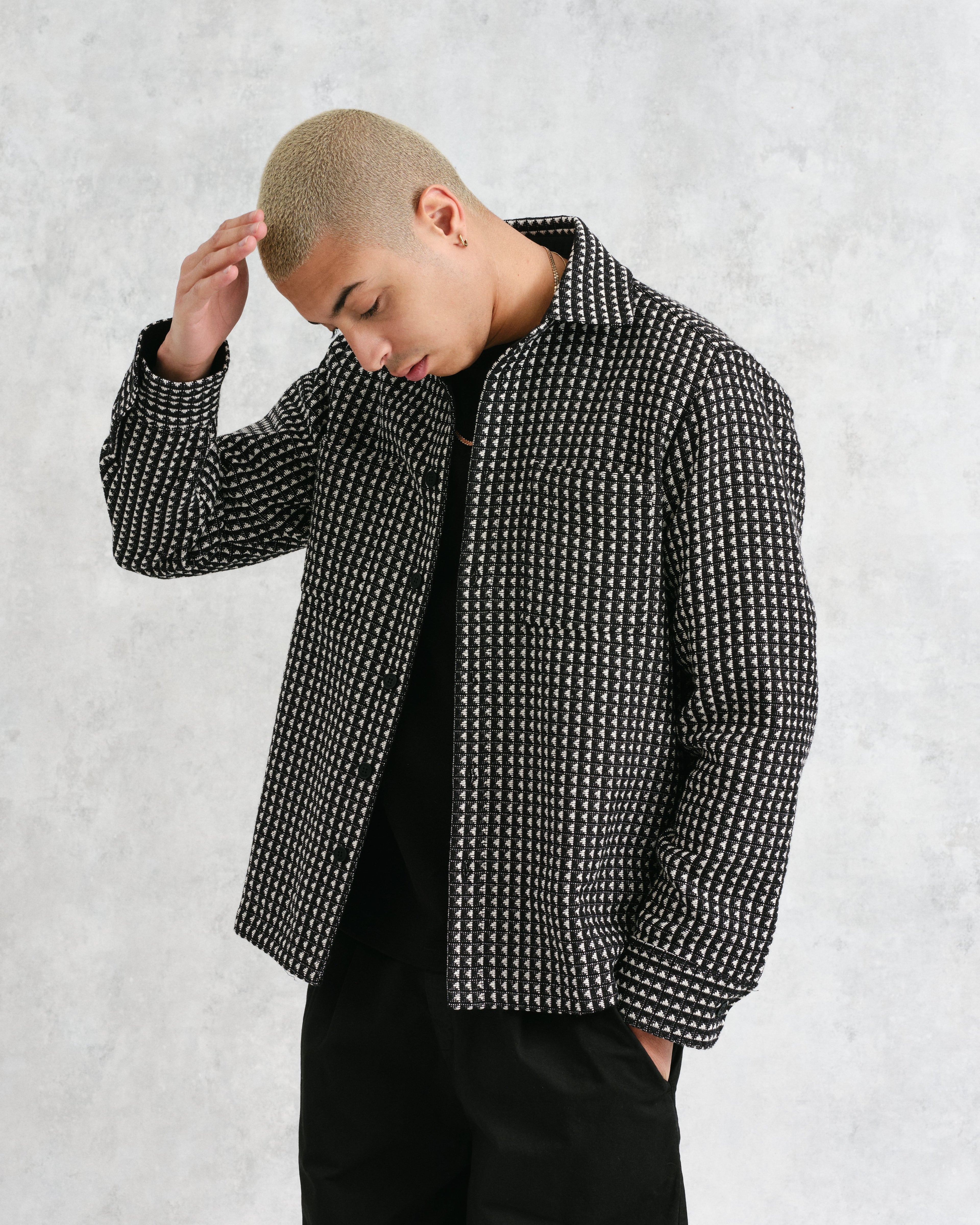 Whiting - Black And Ecru Frome Overshirt