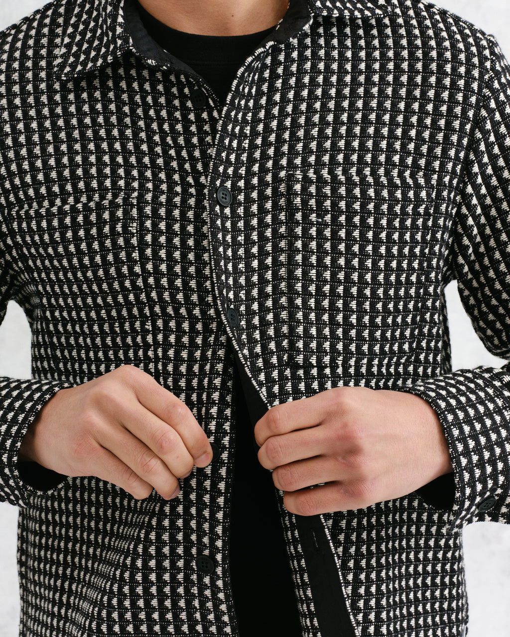 Whiting - Black And Ecru Frome Overshirt
