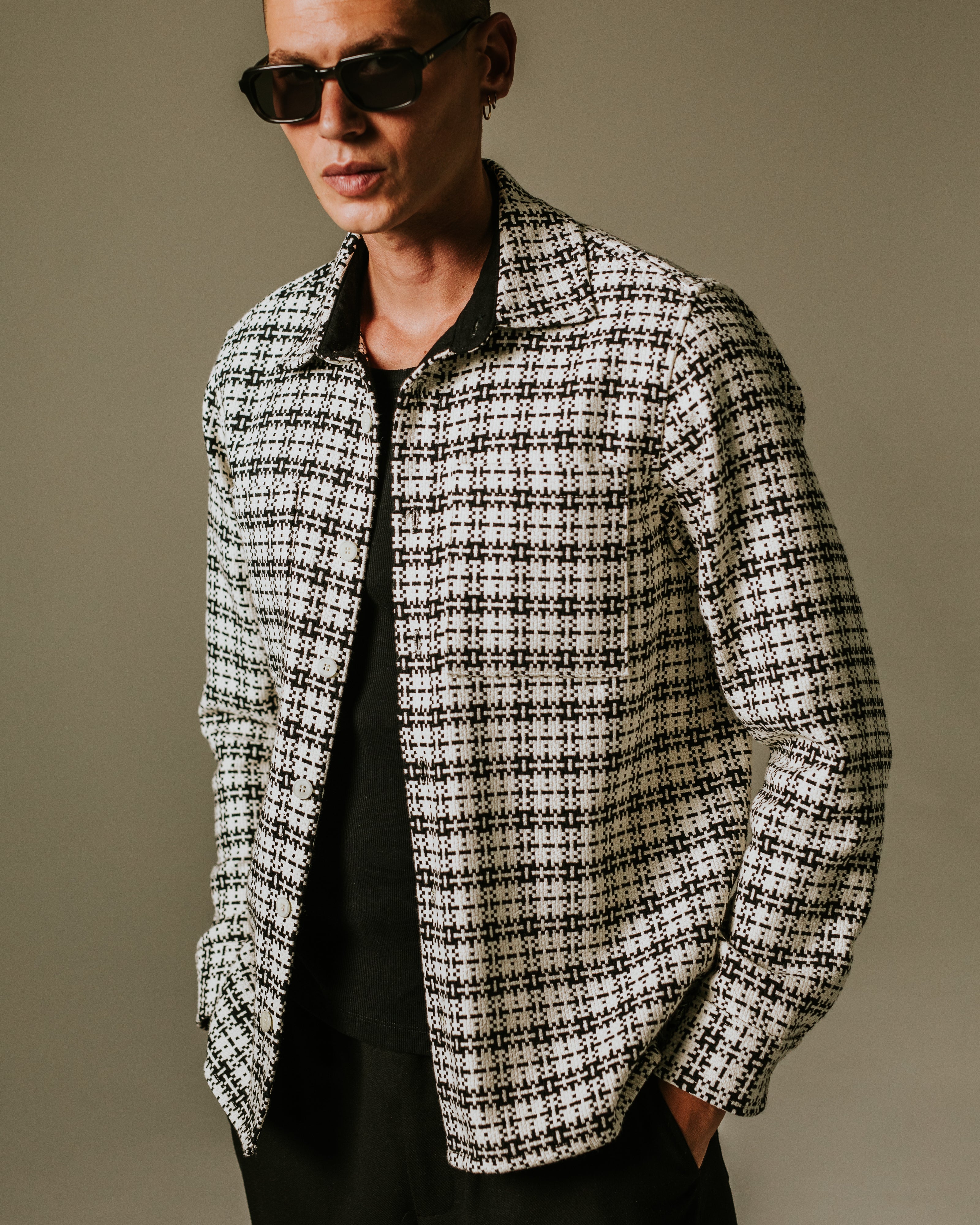 Whiting - Black And Ecru Yard Check Overshirt