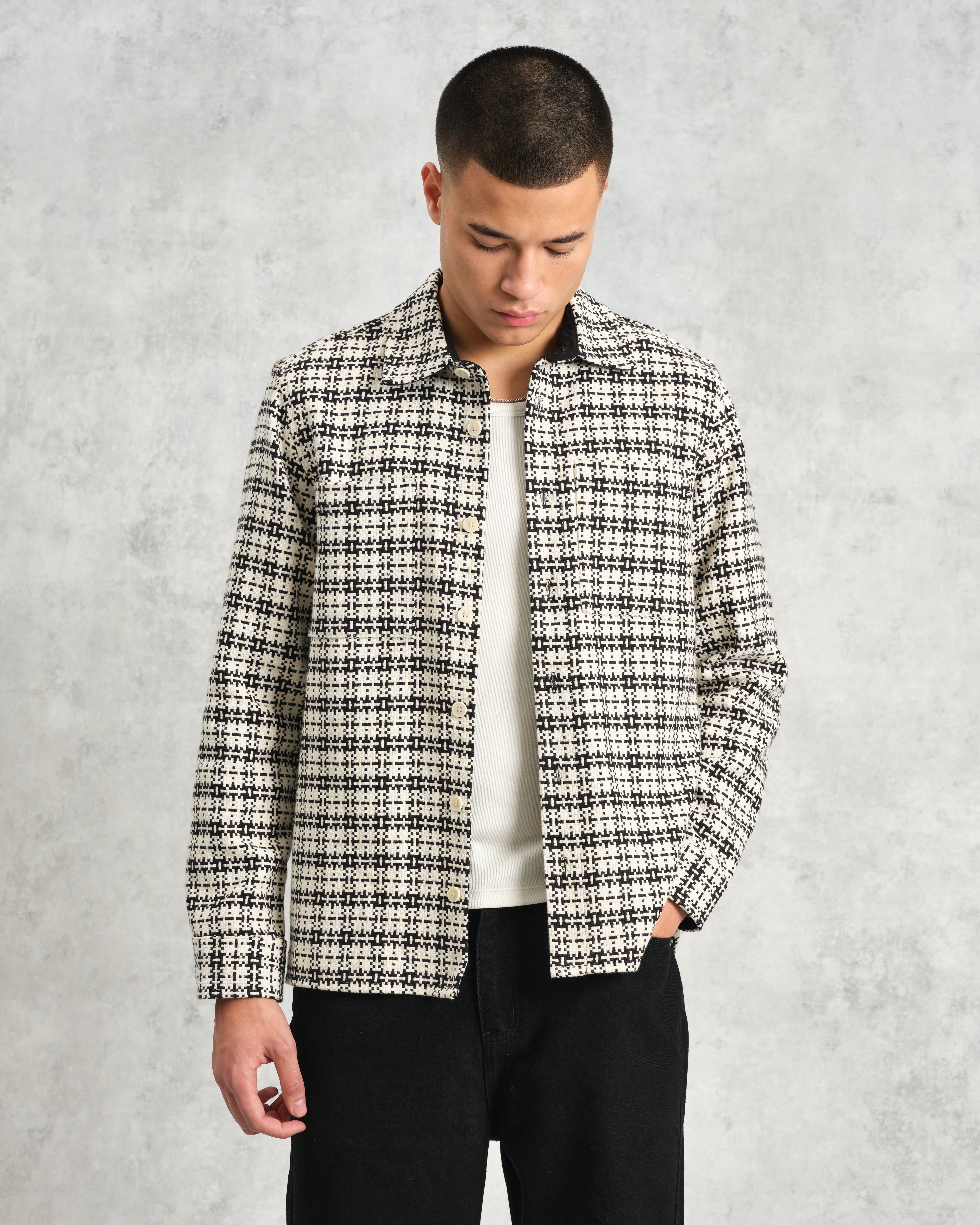 Whiting - Black And Ecru Yard Check Overshirt