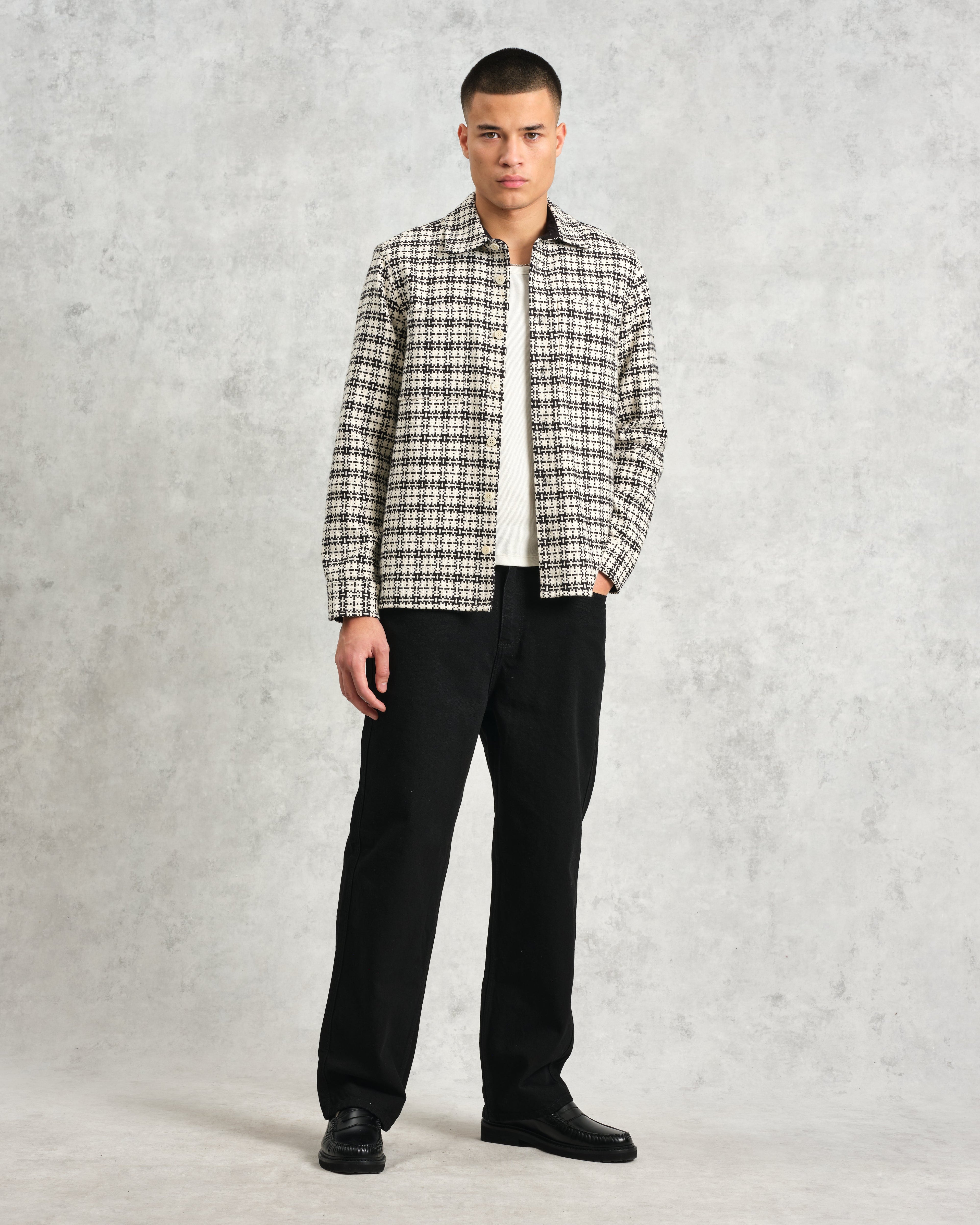 Whiting - Black And Ecru Yard Check Overshirt