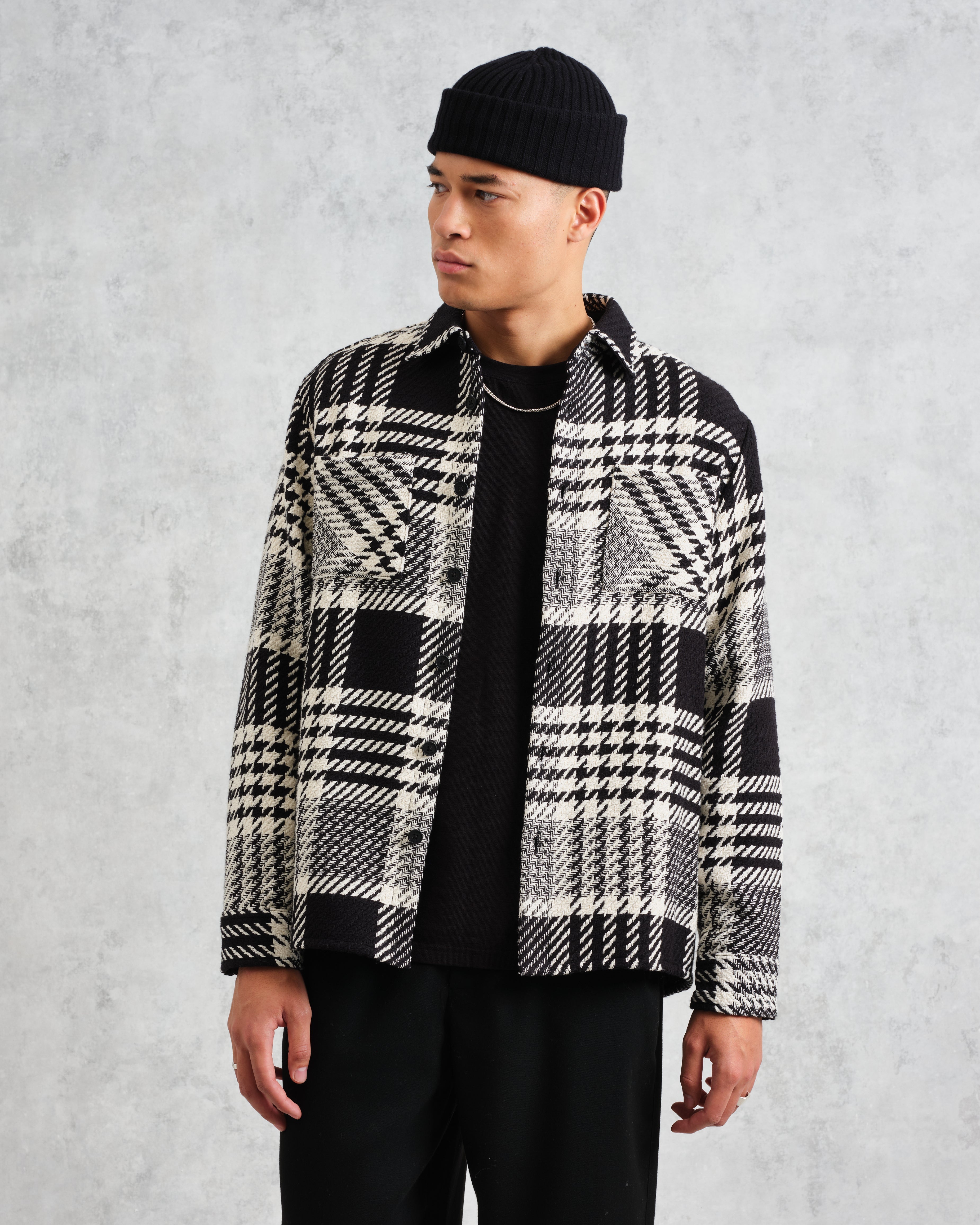 Whiting - Ecru And Black Lake Check Overshirt
