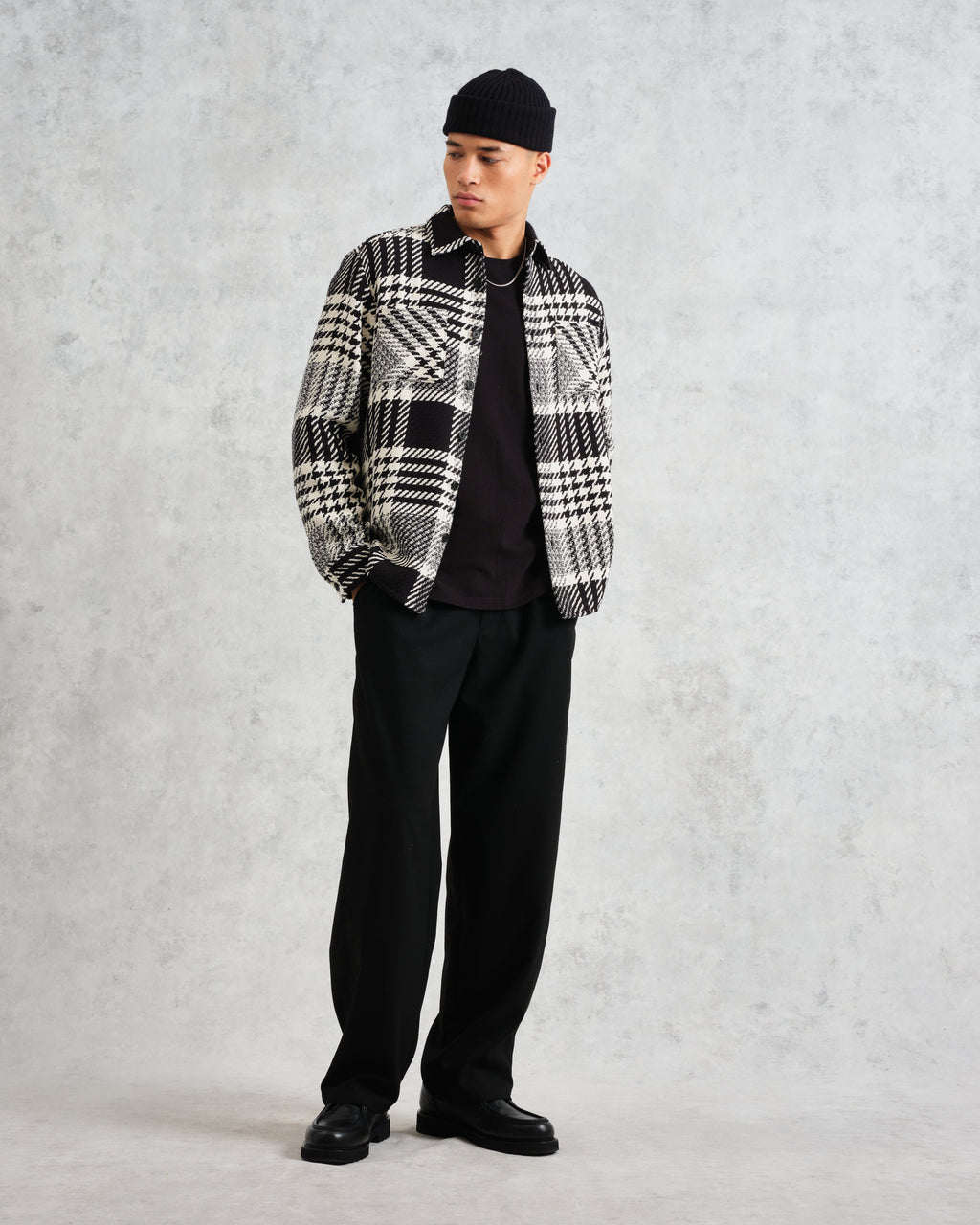 Whiting - Ecru And Black Lake Check Overshirt