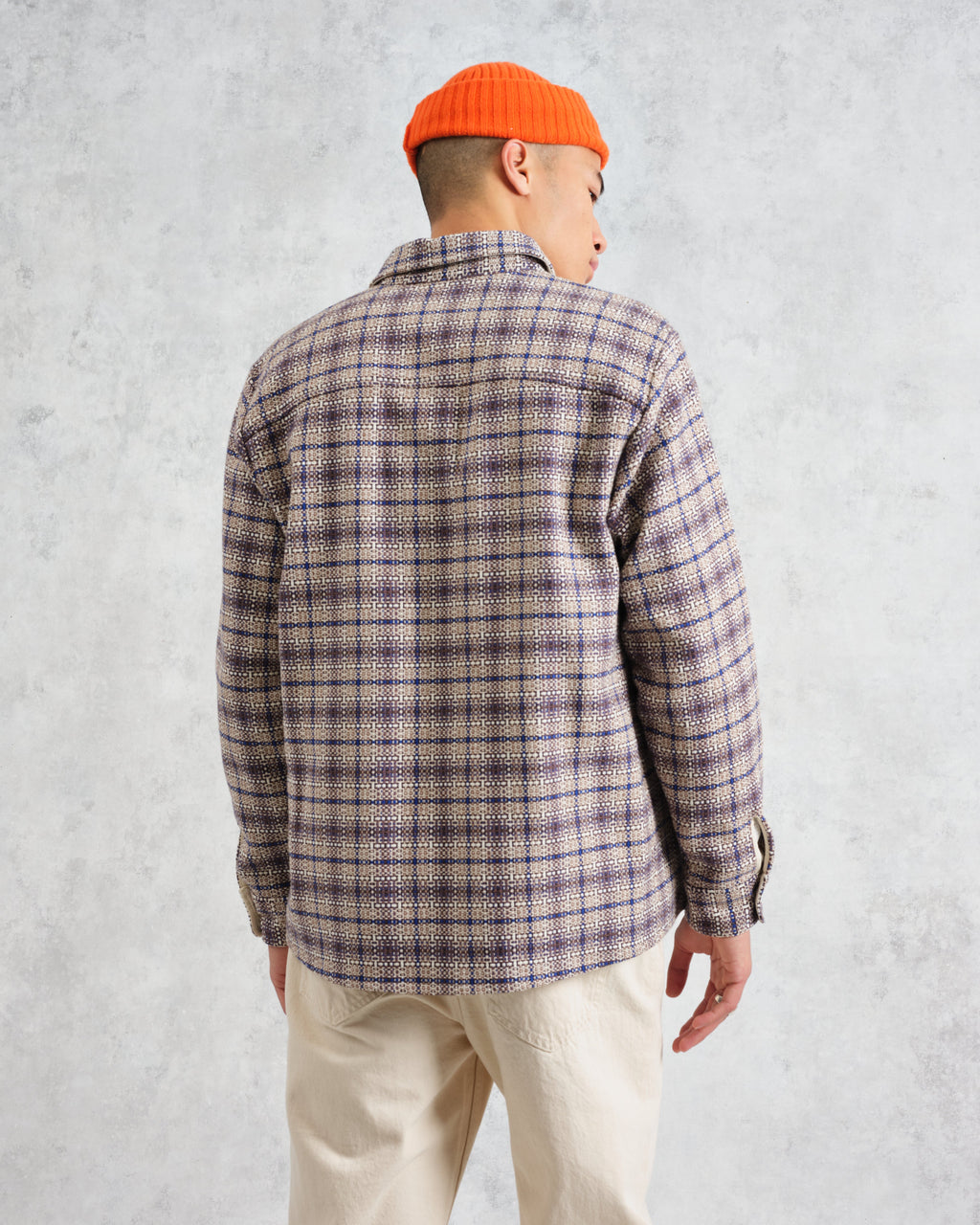 Whiting - Ecru And Blue Basket Check Overshirt