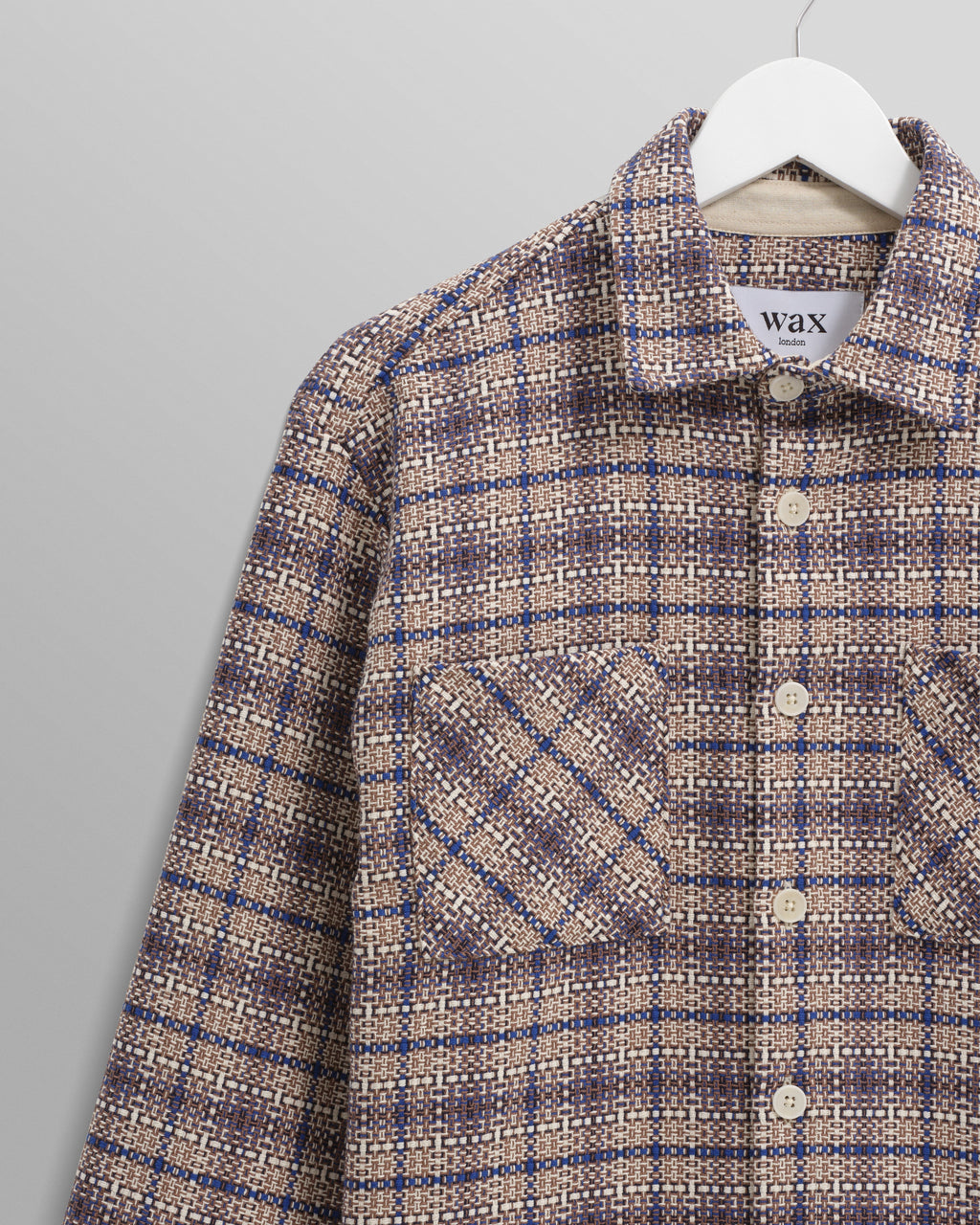 Whiting - Ecru And Blue Basket Check Overshirt