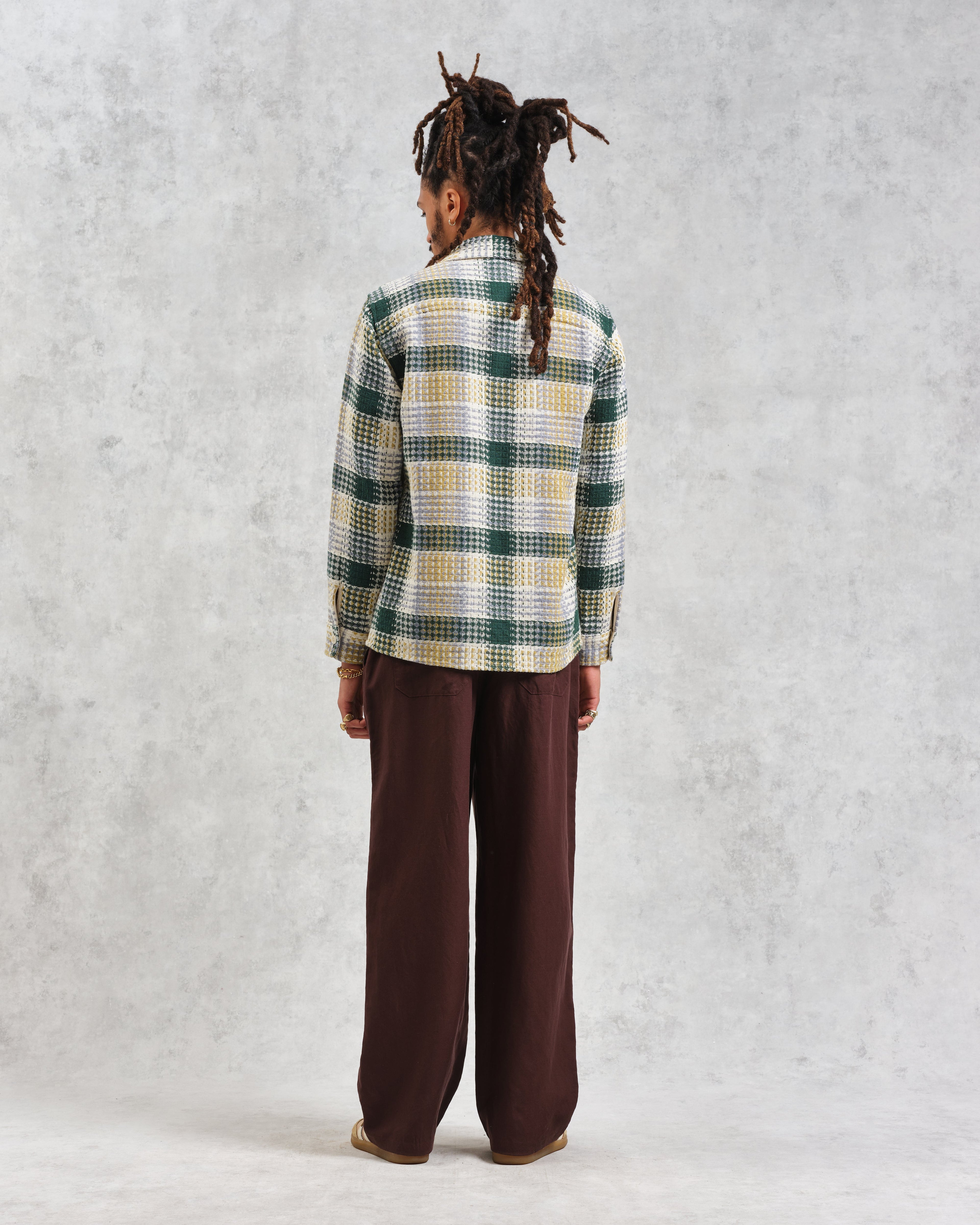Whiting - Ecru And Green Addle Check Overshirt
