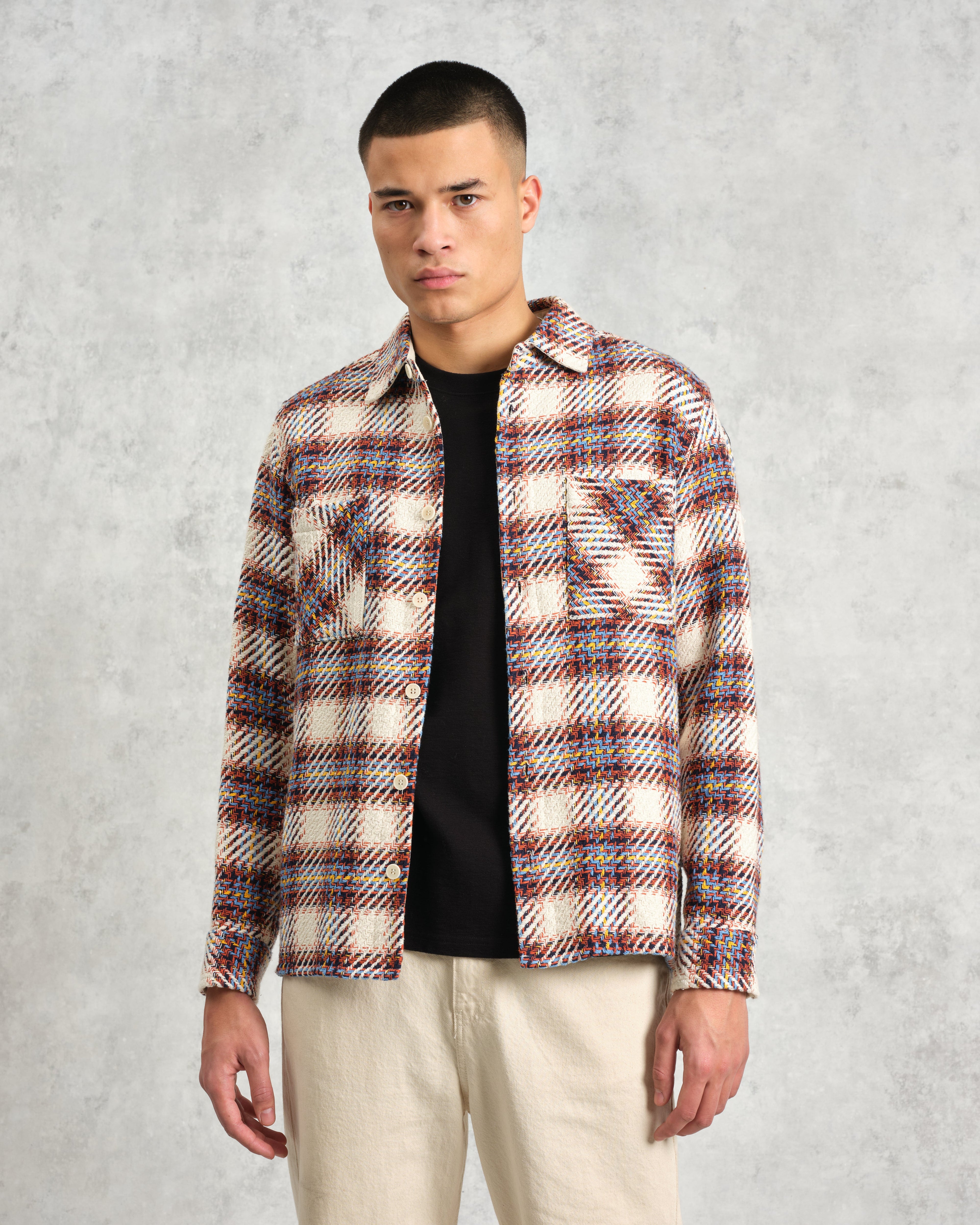 Whiting - Ecru And Multicolour Hutton Check Overshirt