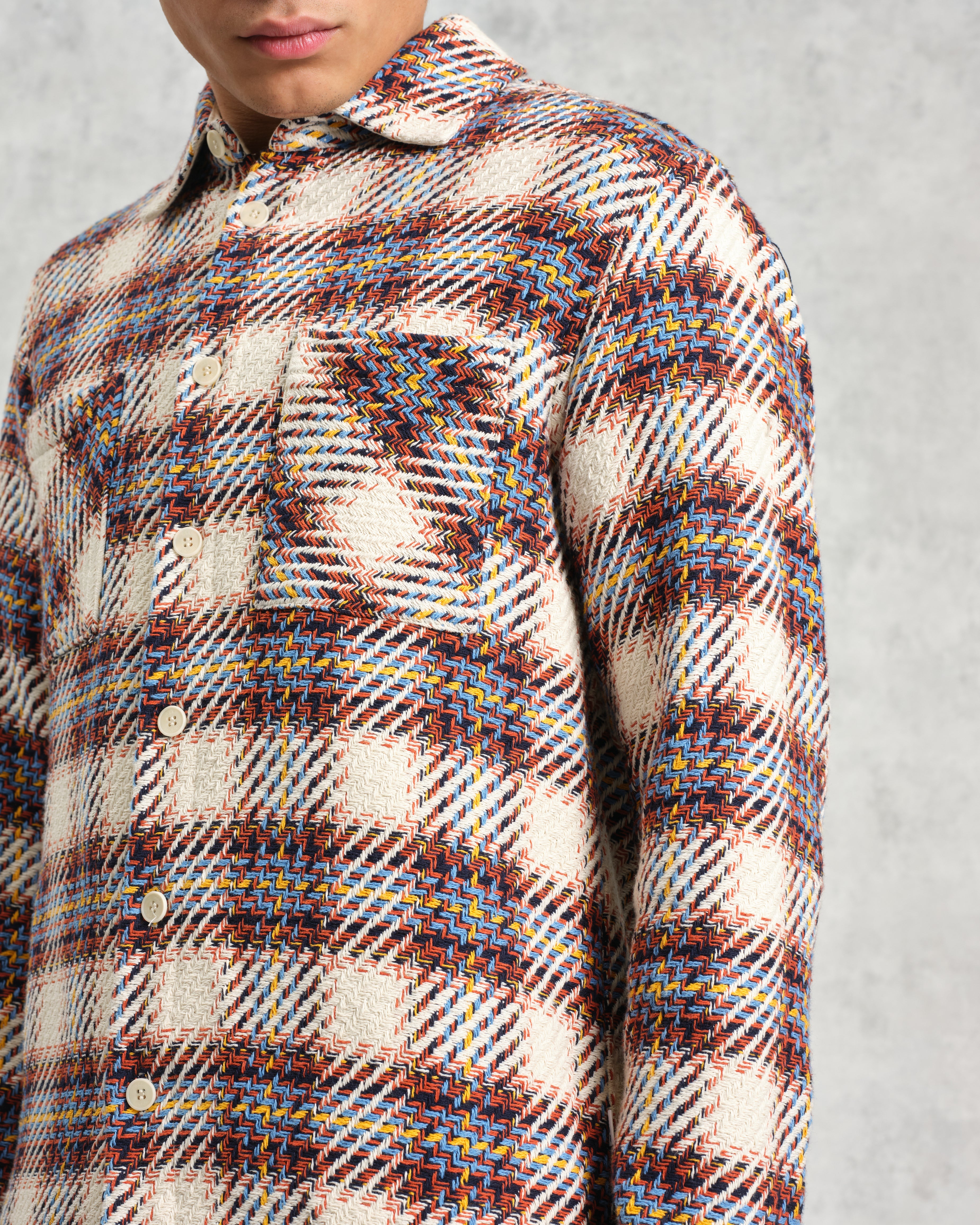 Whiting - Ecru And Multicolour Hutton Check Overshirt