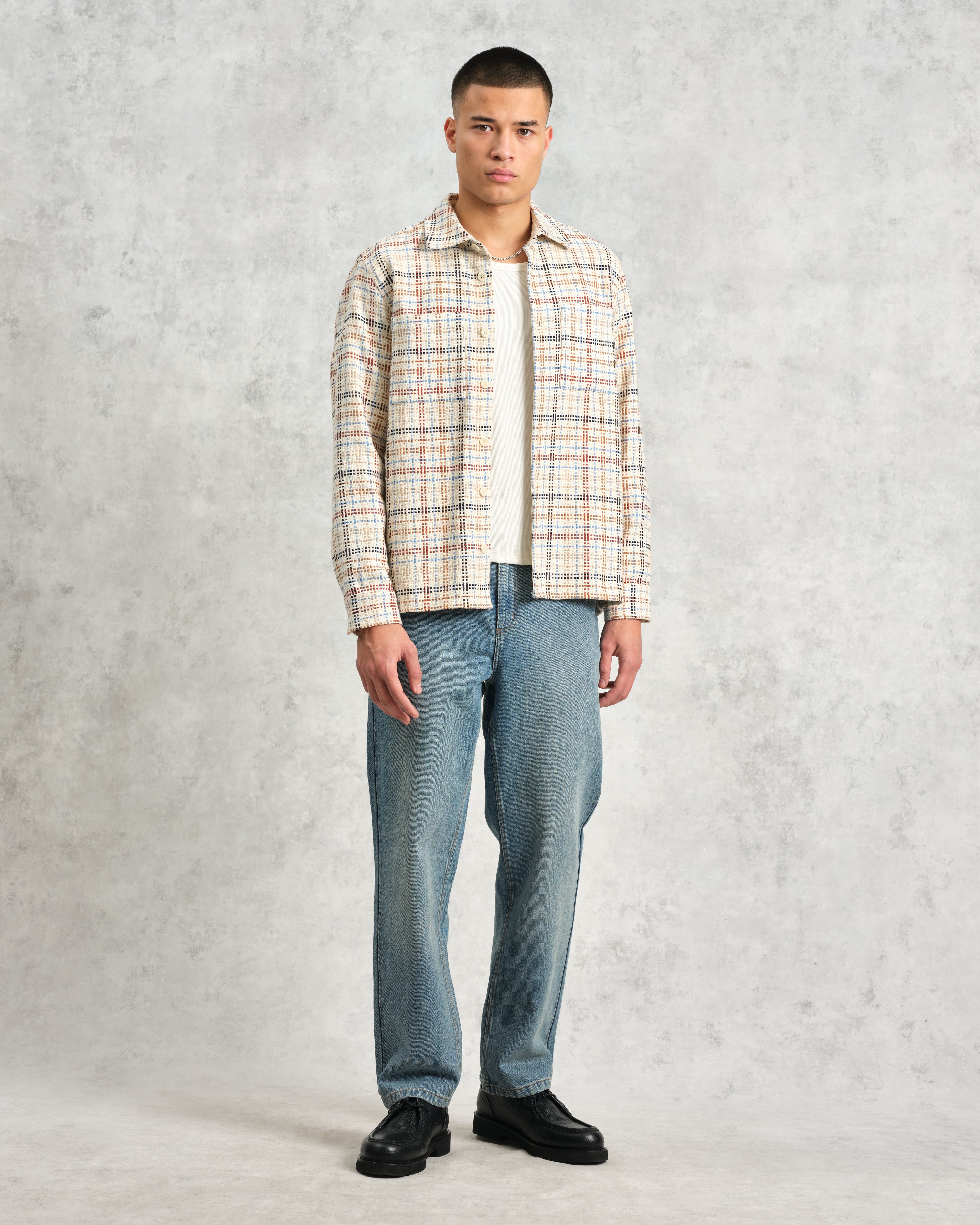 Whiting - Ecru And Multicolour Yard Check Overshirt