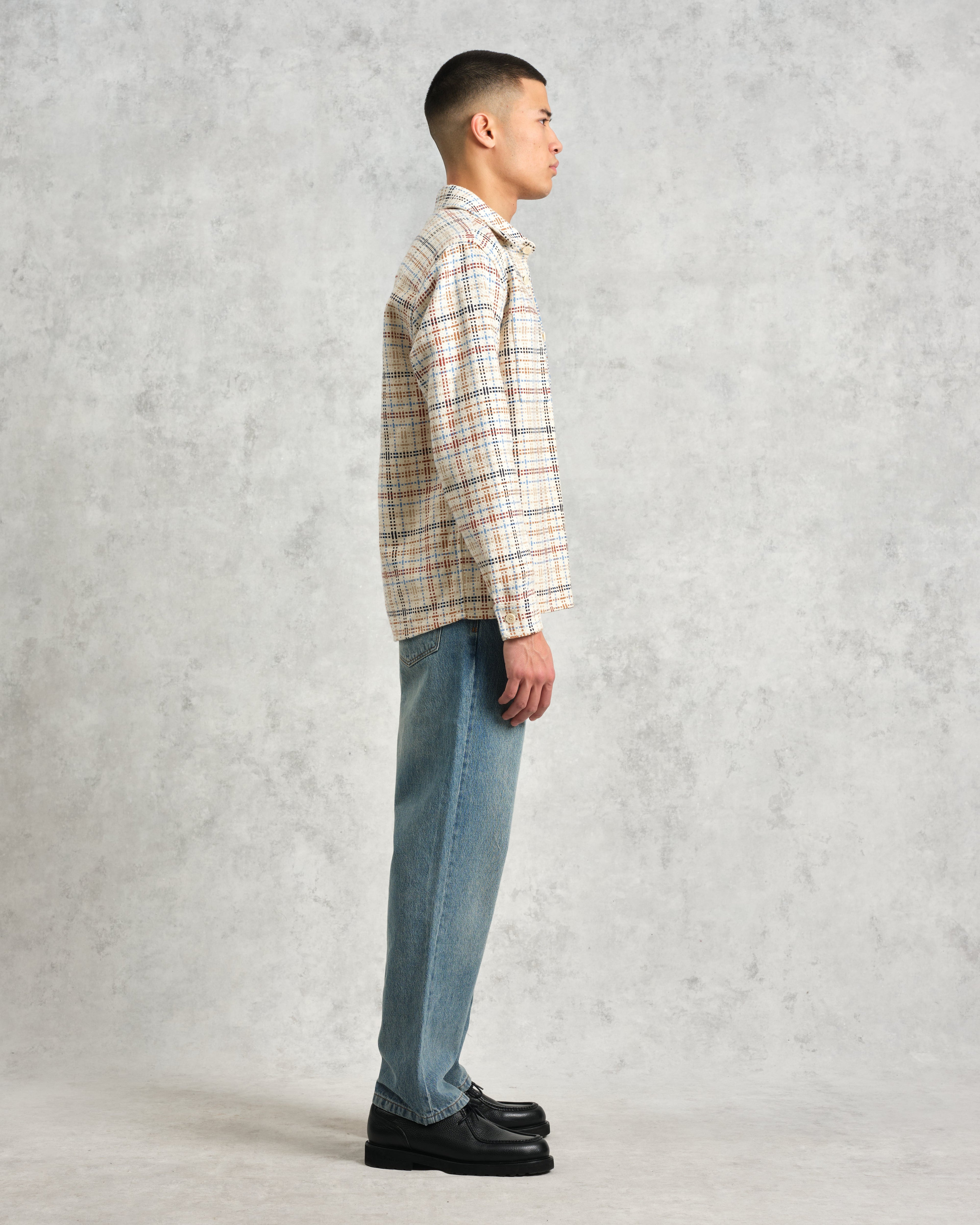 Whiting - Ecru And Multicolour Yard Check Overshirt