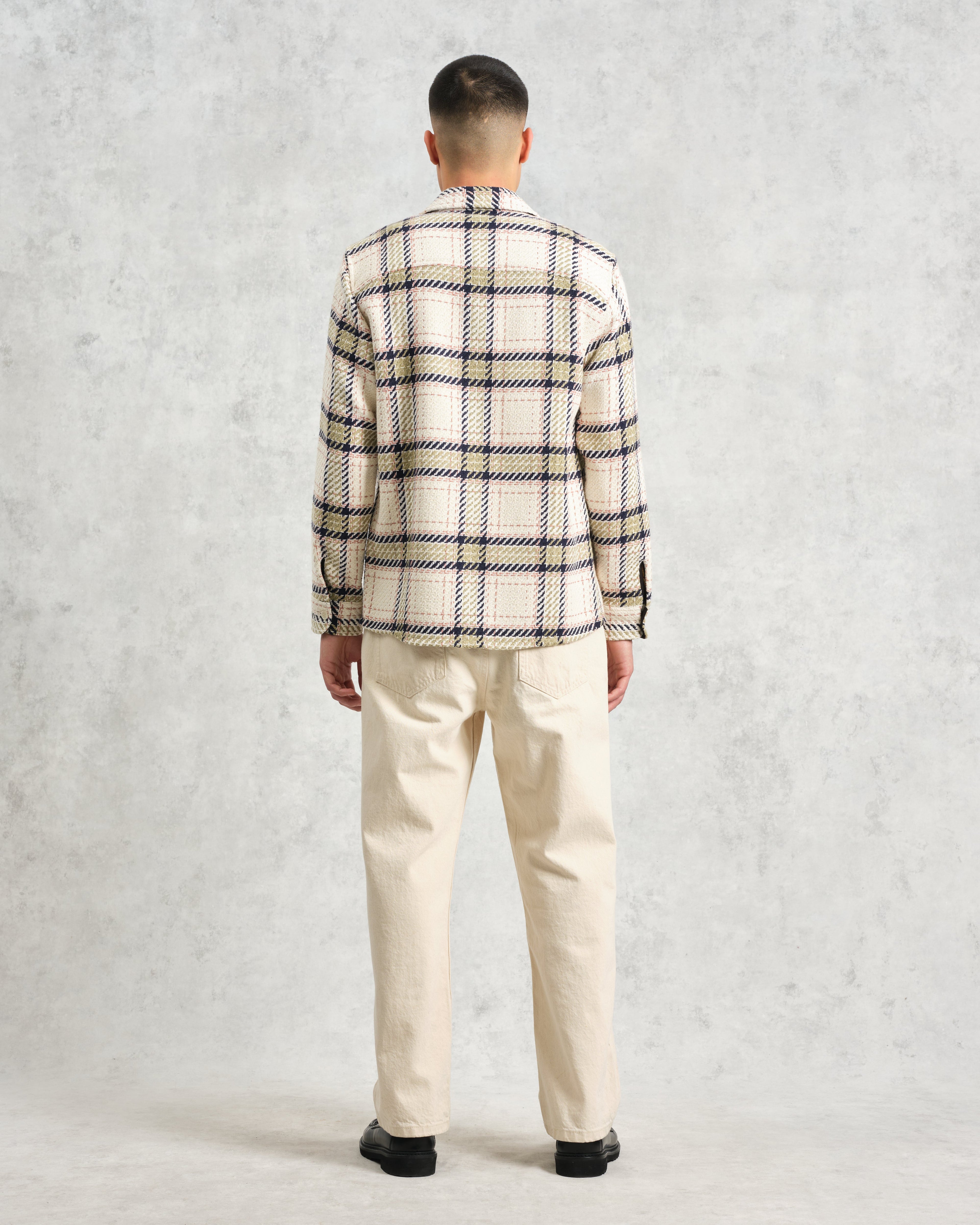 Whiting - Ecru And Sage Harp Check Overshirt