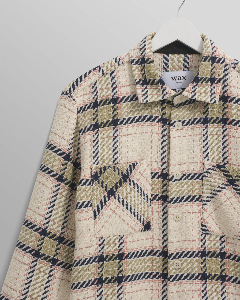 Whiting - Ecru And Sage Harp Check Overshirt