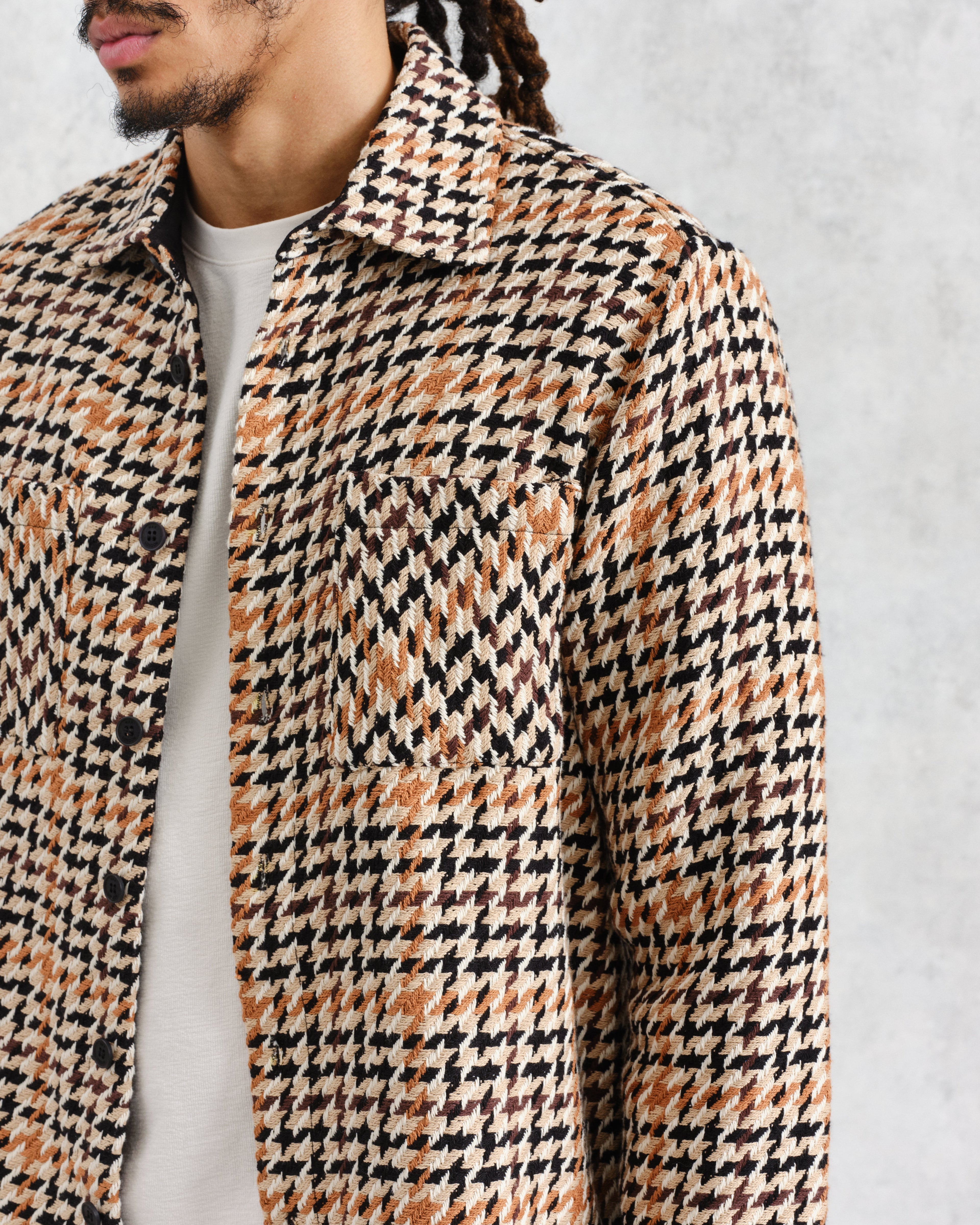 Whiting - Natural Houndstooth-Weave Overshirt